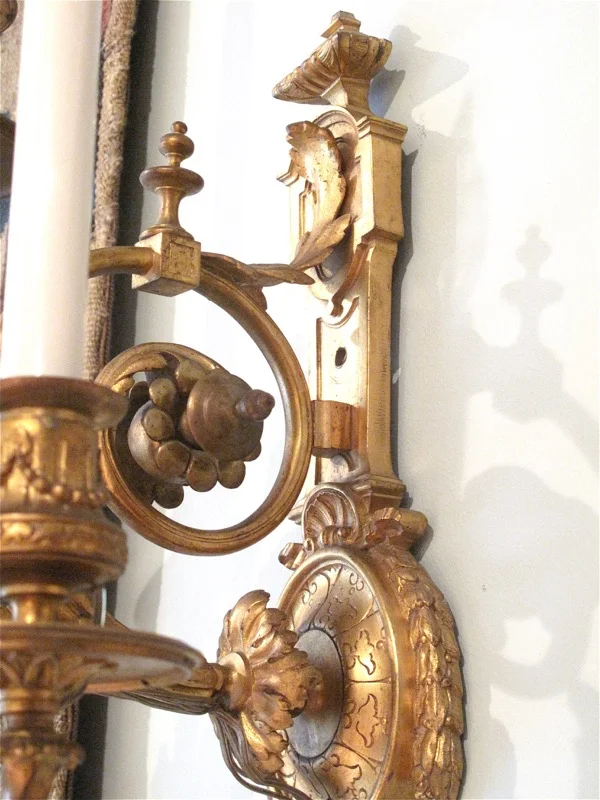 Pair of French Régence Style Gilt Bronze Sconces