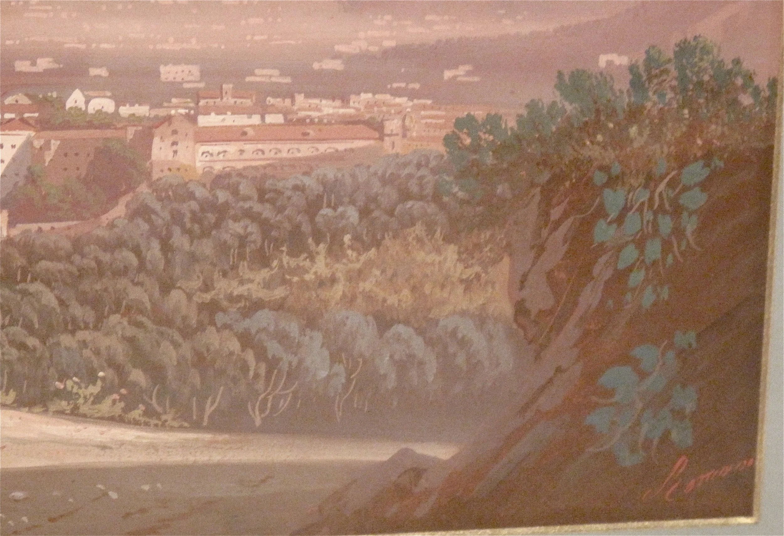 “View of the Bay of Naples,” Italian Gouache