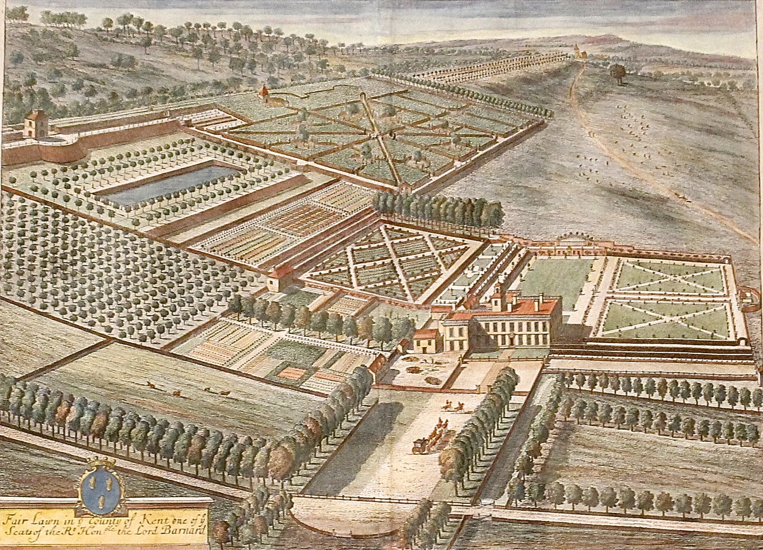 Bird’s Eye View of “Fair Lawn,” Kent engraved by Johannes Kip
