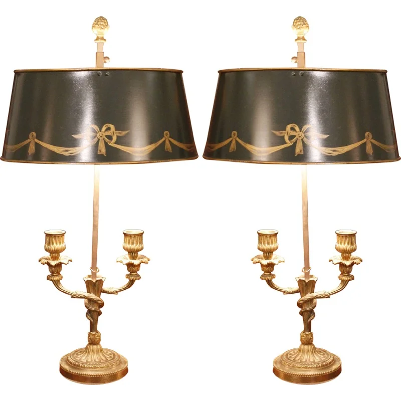 Pair of Small Louis XVI Style Bouillotte Lamps