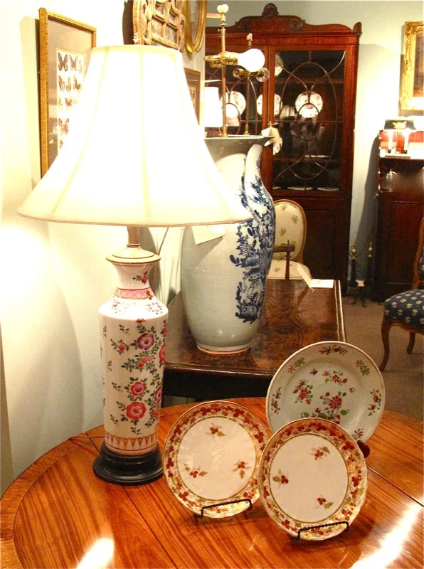 French Porcelain Floral Decorated Lamp