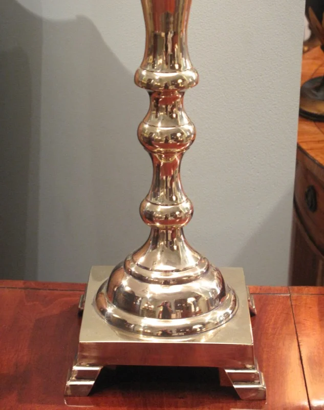 Tall English Brass Altar Stick Lamp