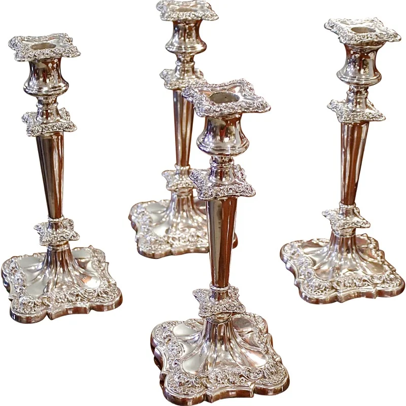 Set of Four American Silver Plate Candlesticks, Probably Gorham