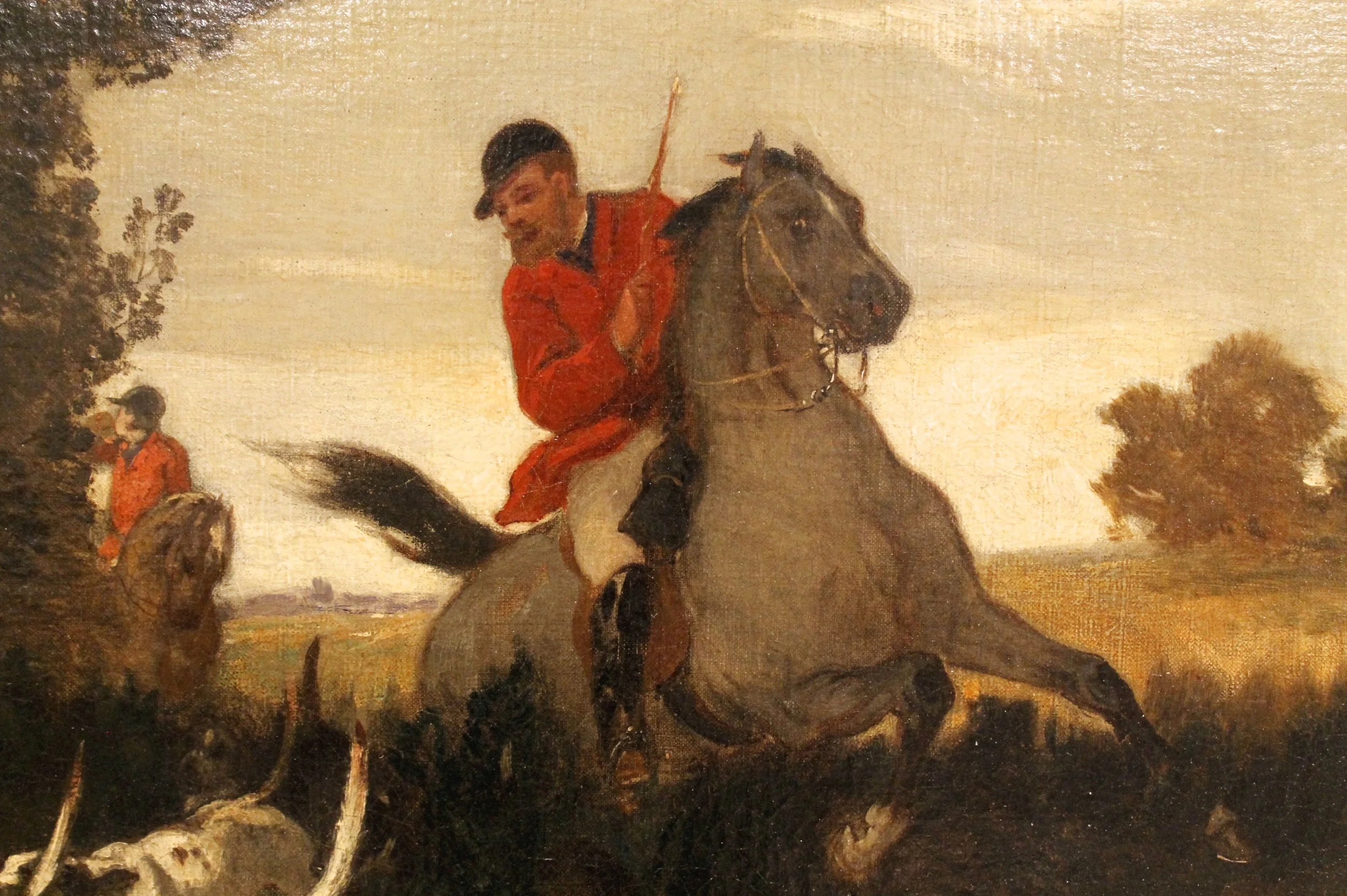 “In Full Cry” 19th Century Fox Hunting Oil on Canvas by G. Linwall