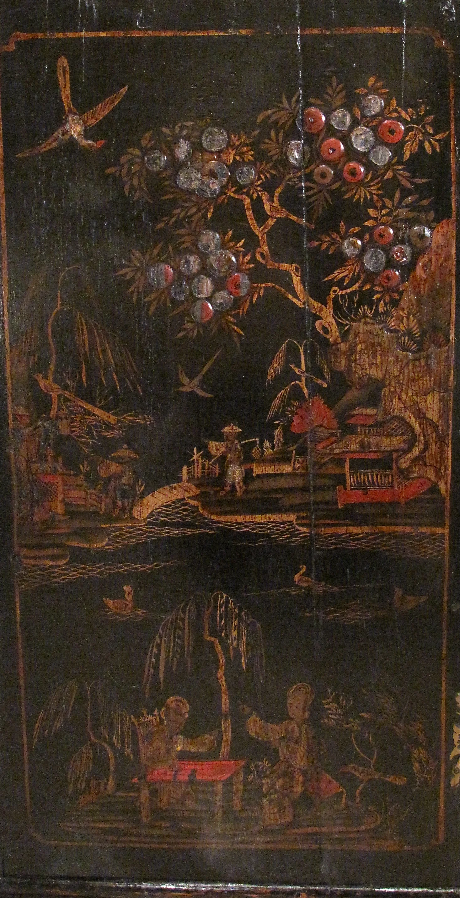 George II Black Japanned Hanging Corner Cabinet