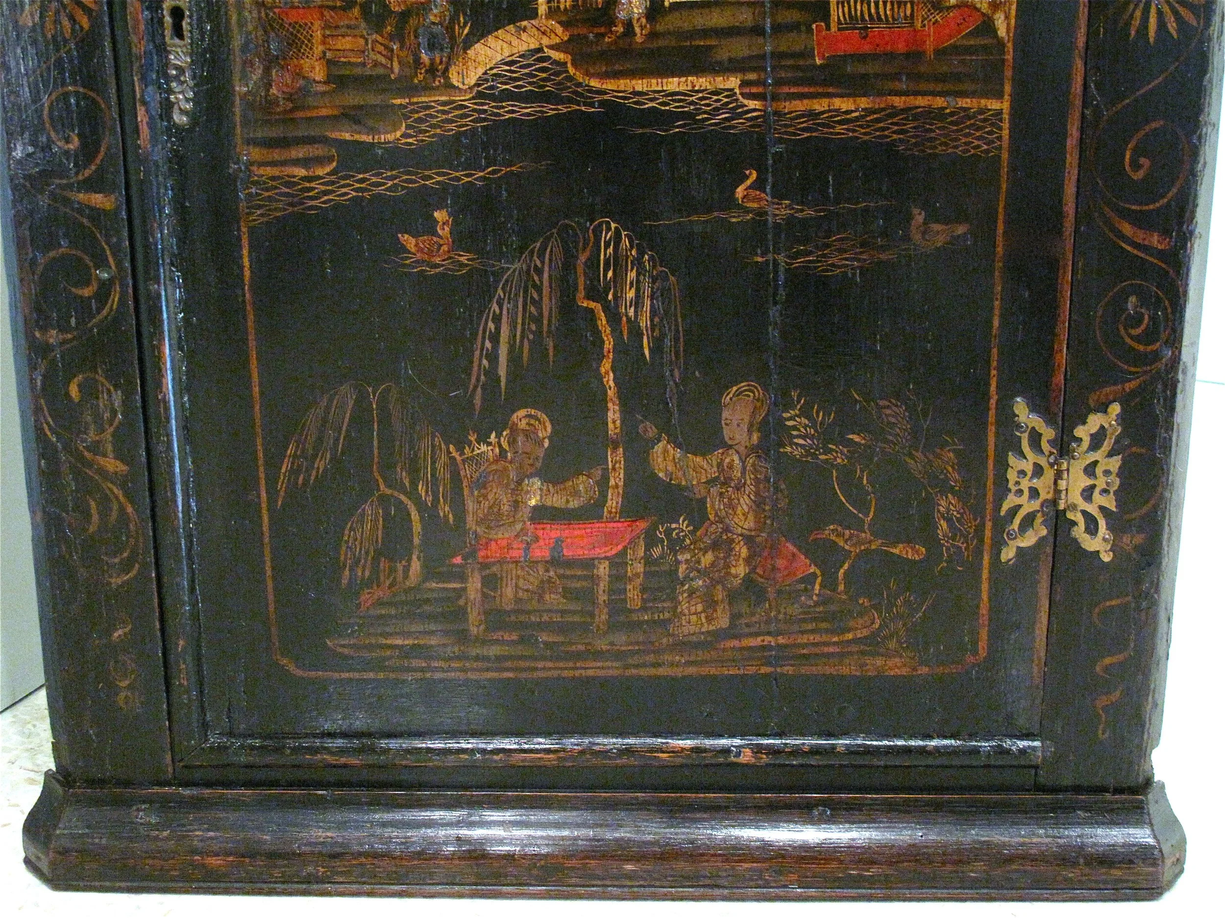 George II Black Japanned Hanging Corner Cabinet