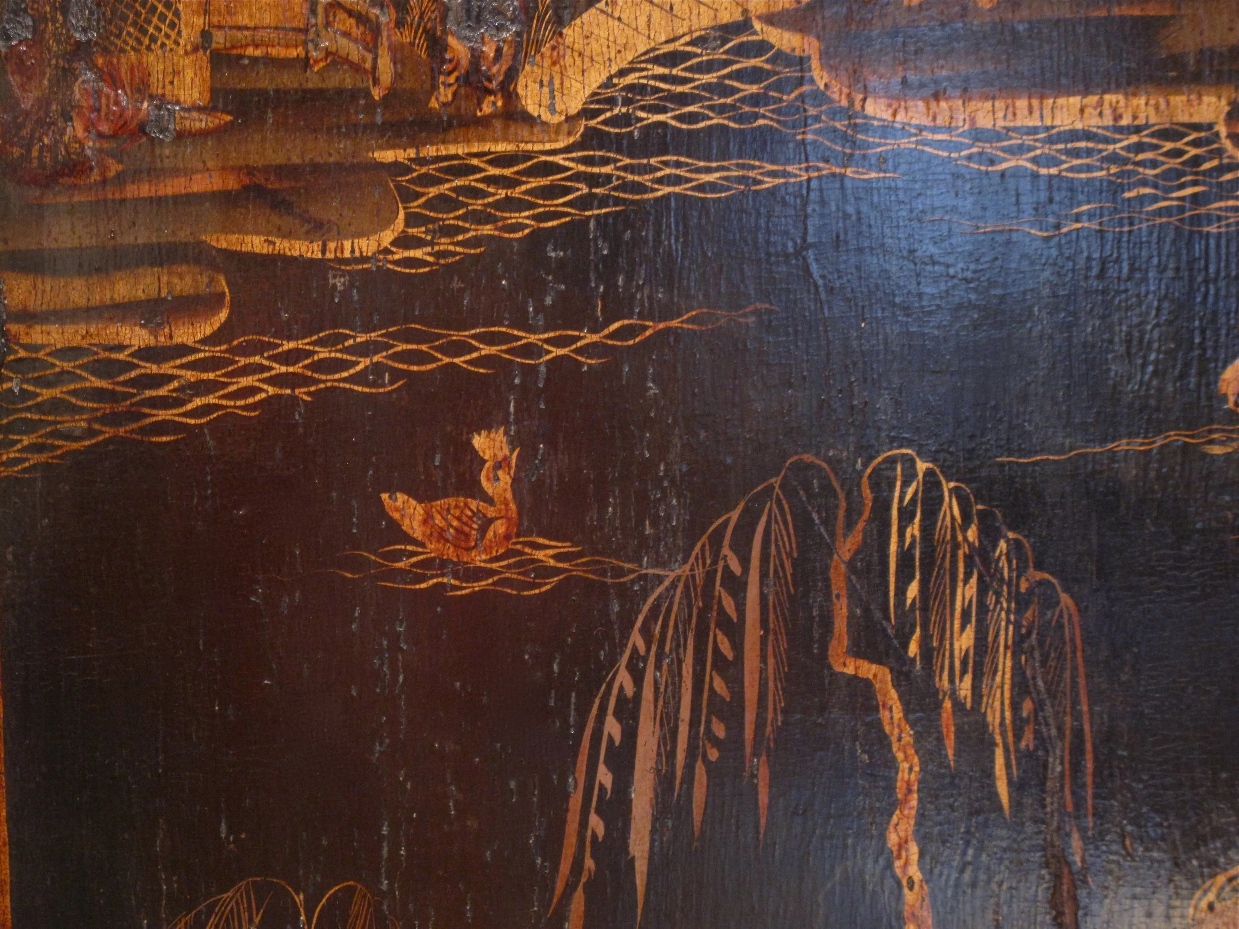 George II Black Japanned Hanging Corner Cabinet