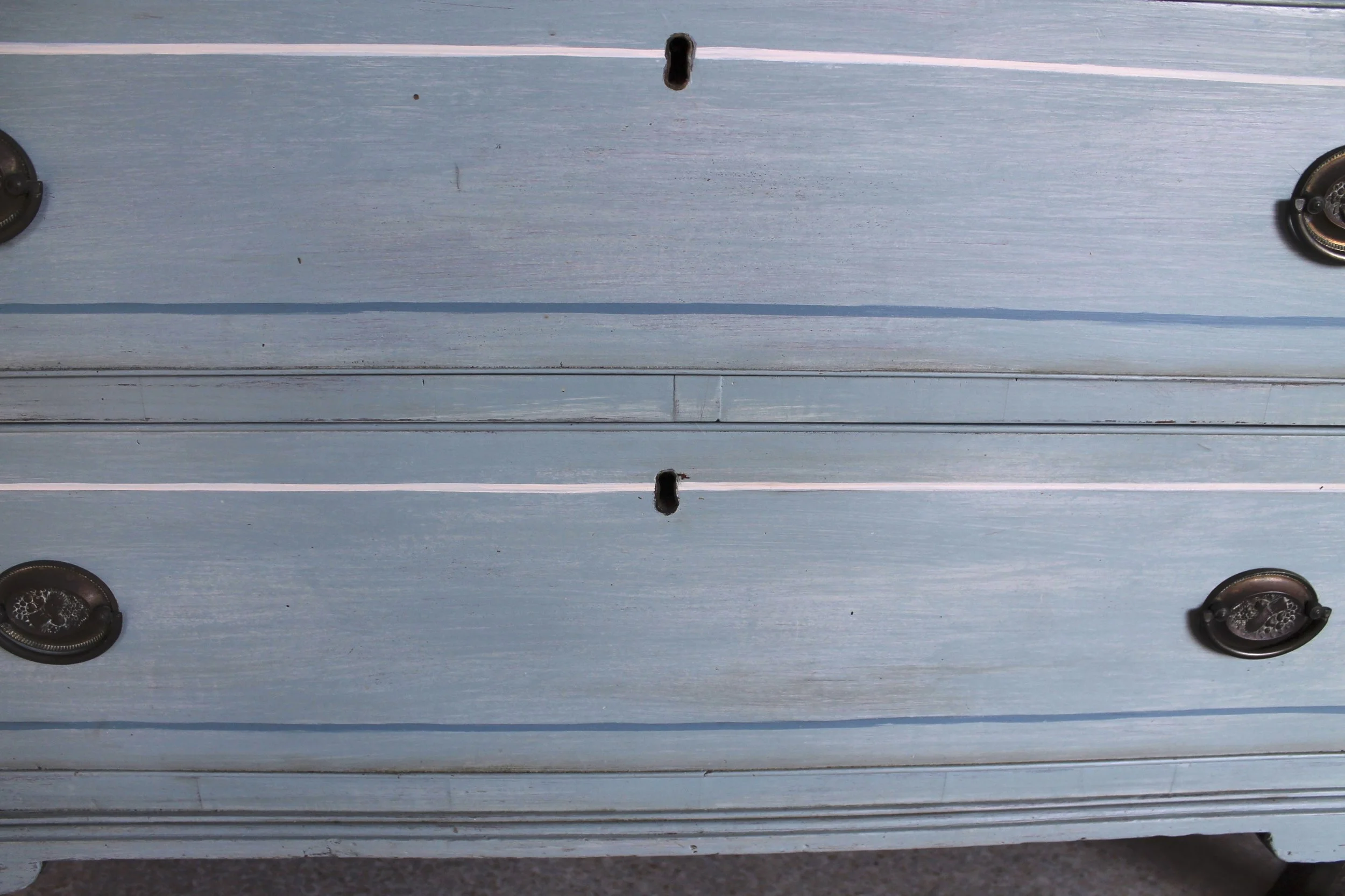 American Blue Painted Federal Chest of Drawers on French Feet