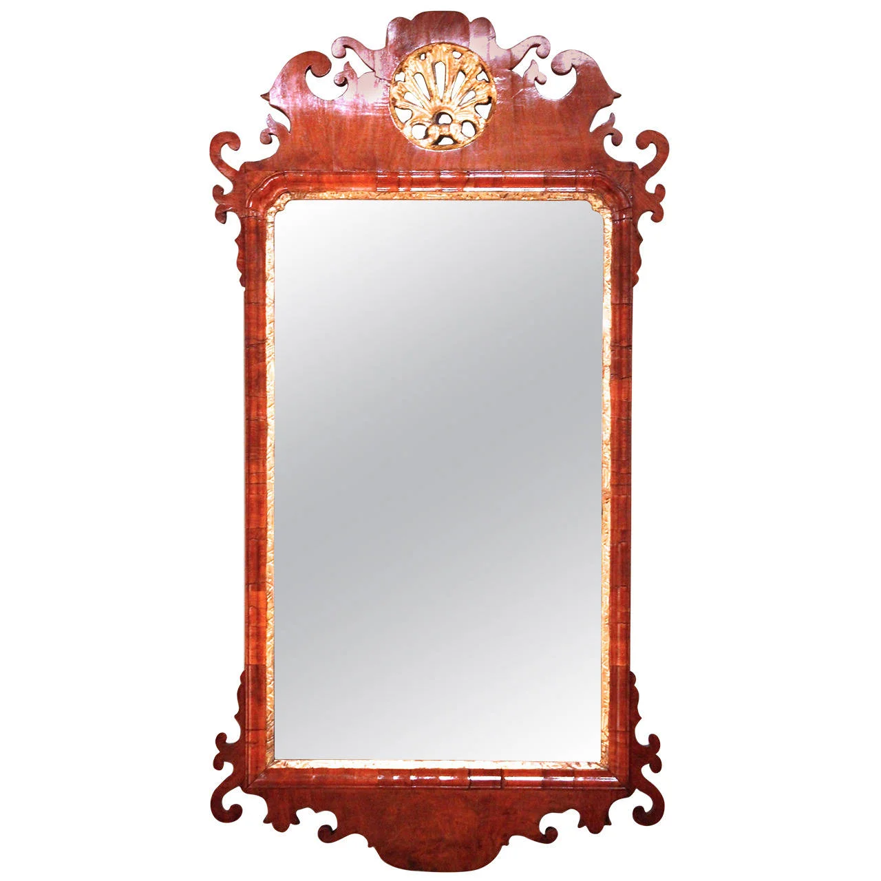 George II Period Walnut and Parcel Gilt Mirror