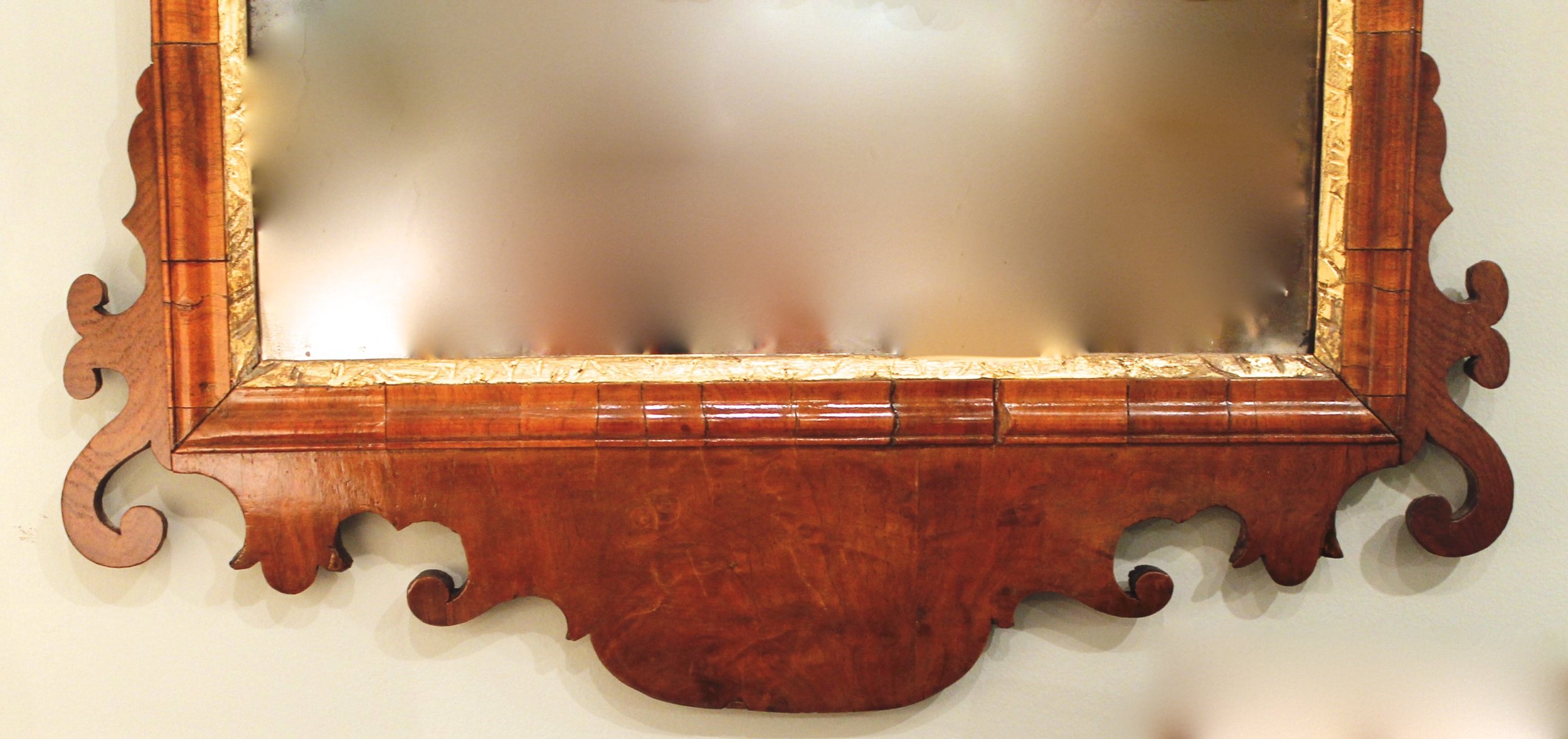 George II Period Walnut and Parcel Gilt Mirror