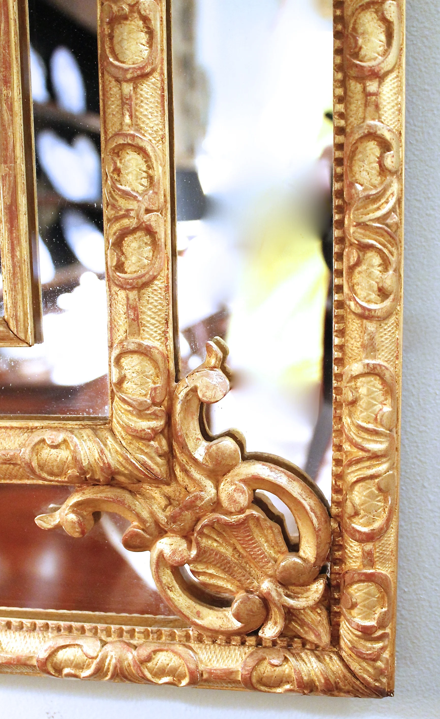 Régence Style French Giltwood Borderglass Mirror
