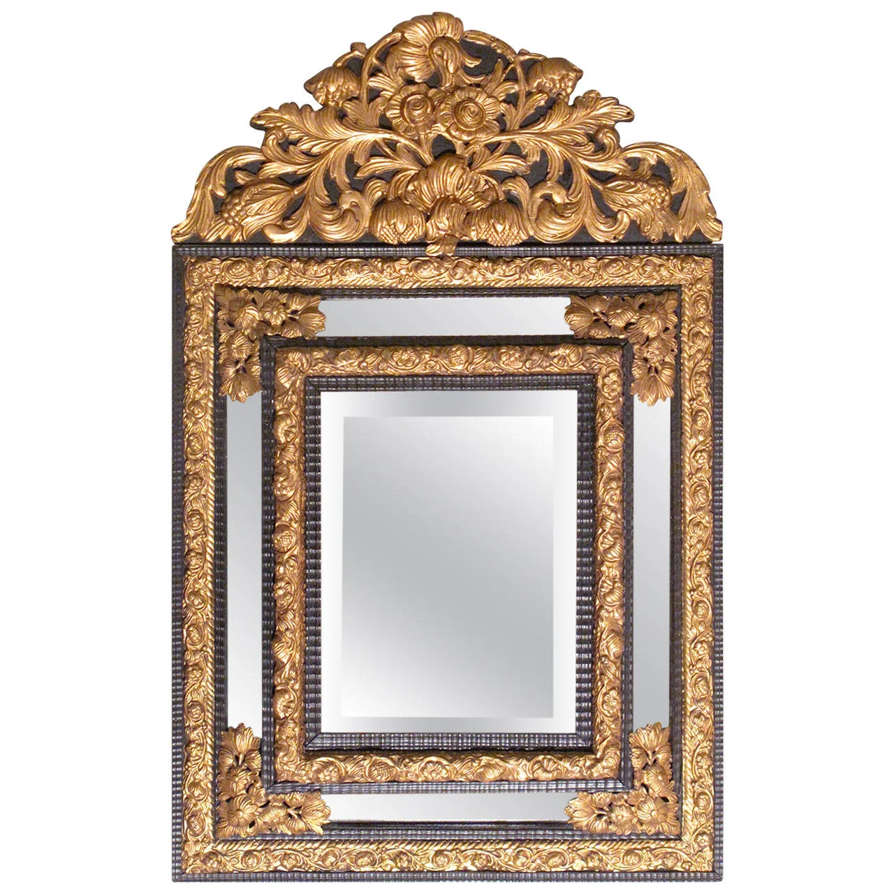 Flemish Baroque Style Cushion Mirror, 19th Century