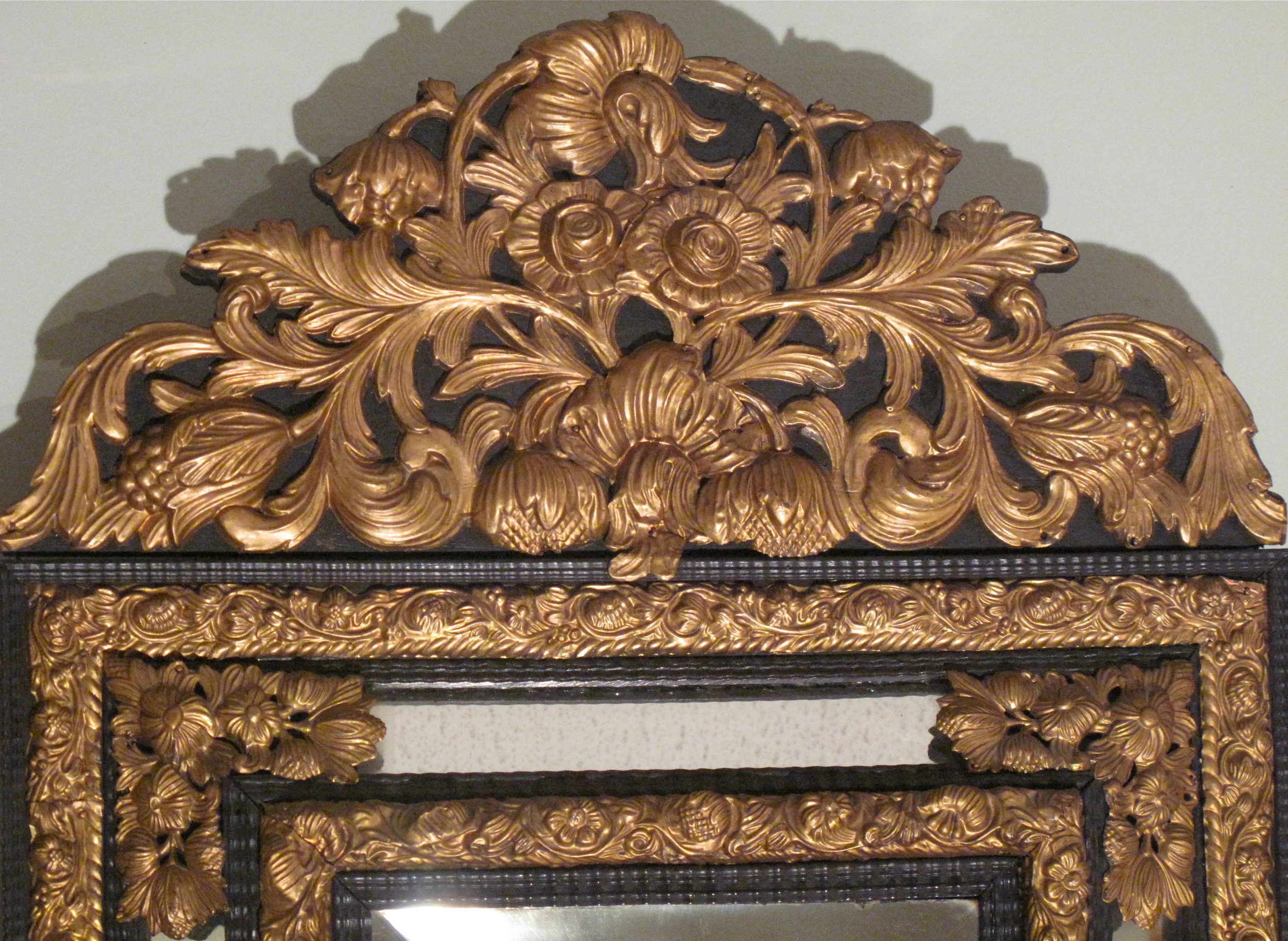 Flemish Baroque Style Cushion Mirror, 19th Century