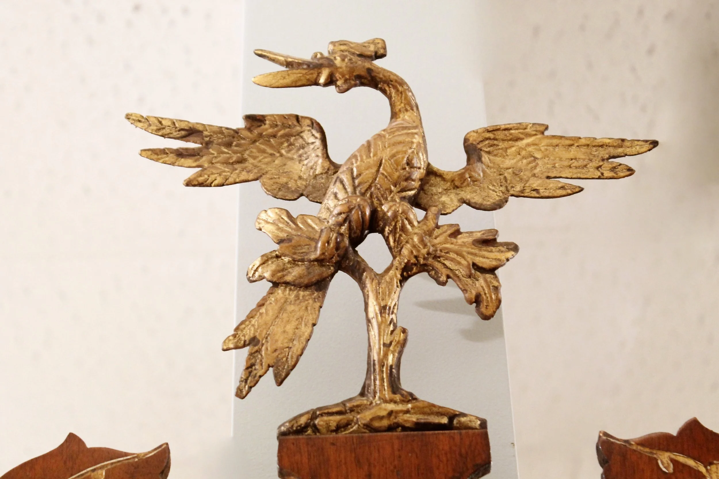 George II Style Walnut and Parcel Gilt Mirror with HoHo Bird Crest