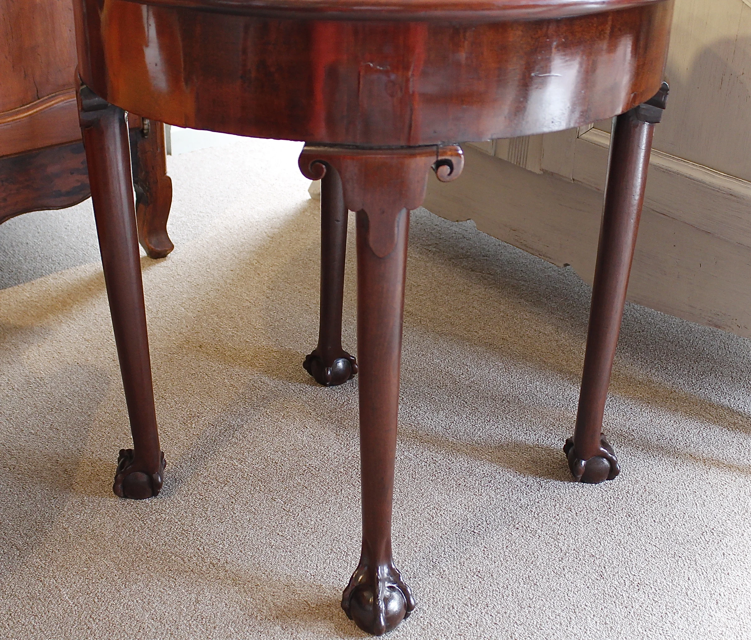 Early George II Irish Flip Top Demilune or Round Table
