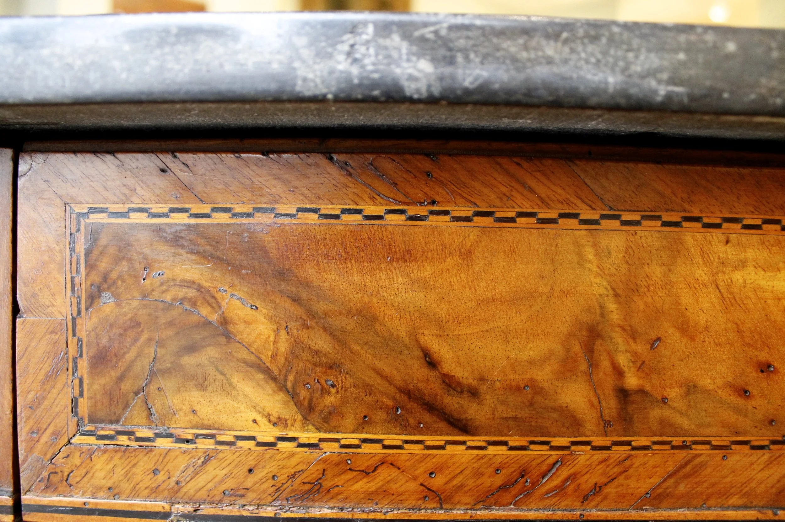 Italian Neoclassical Inlaid Marble Top Side Table