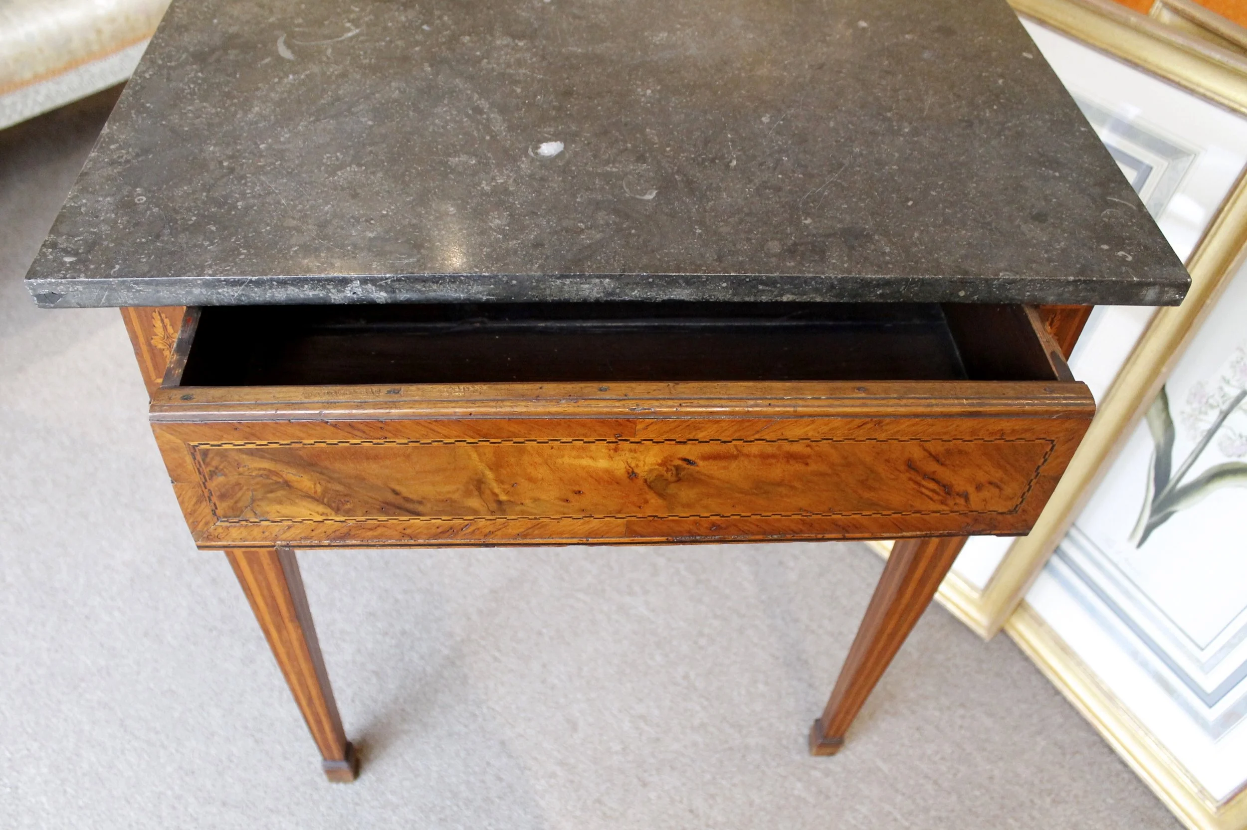 Italian Neoclassical Inlaid Marble Top Side Table