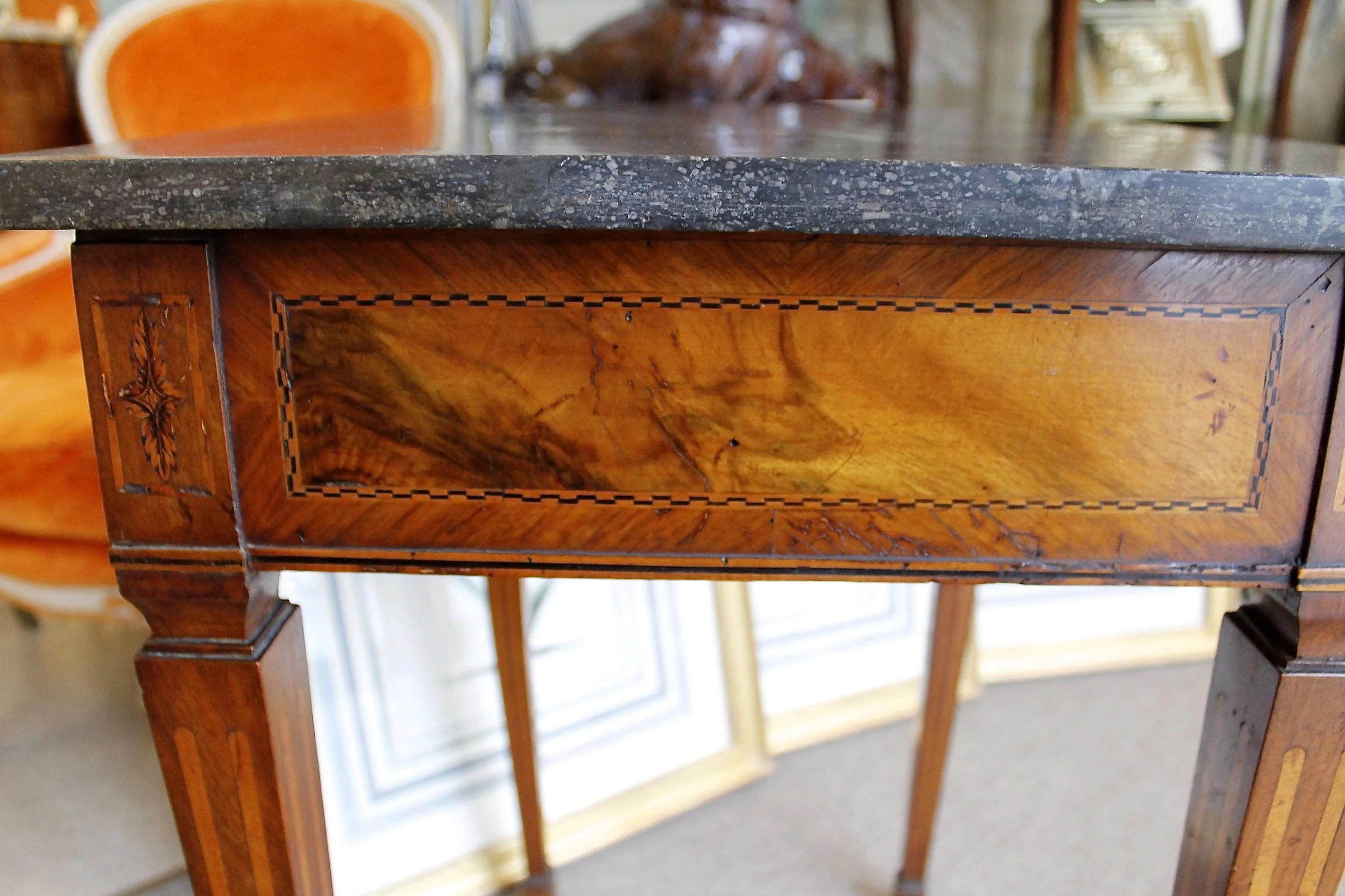 Italian Neoclassical Inlaid Marble Top Side Table