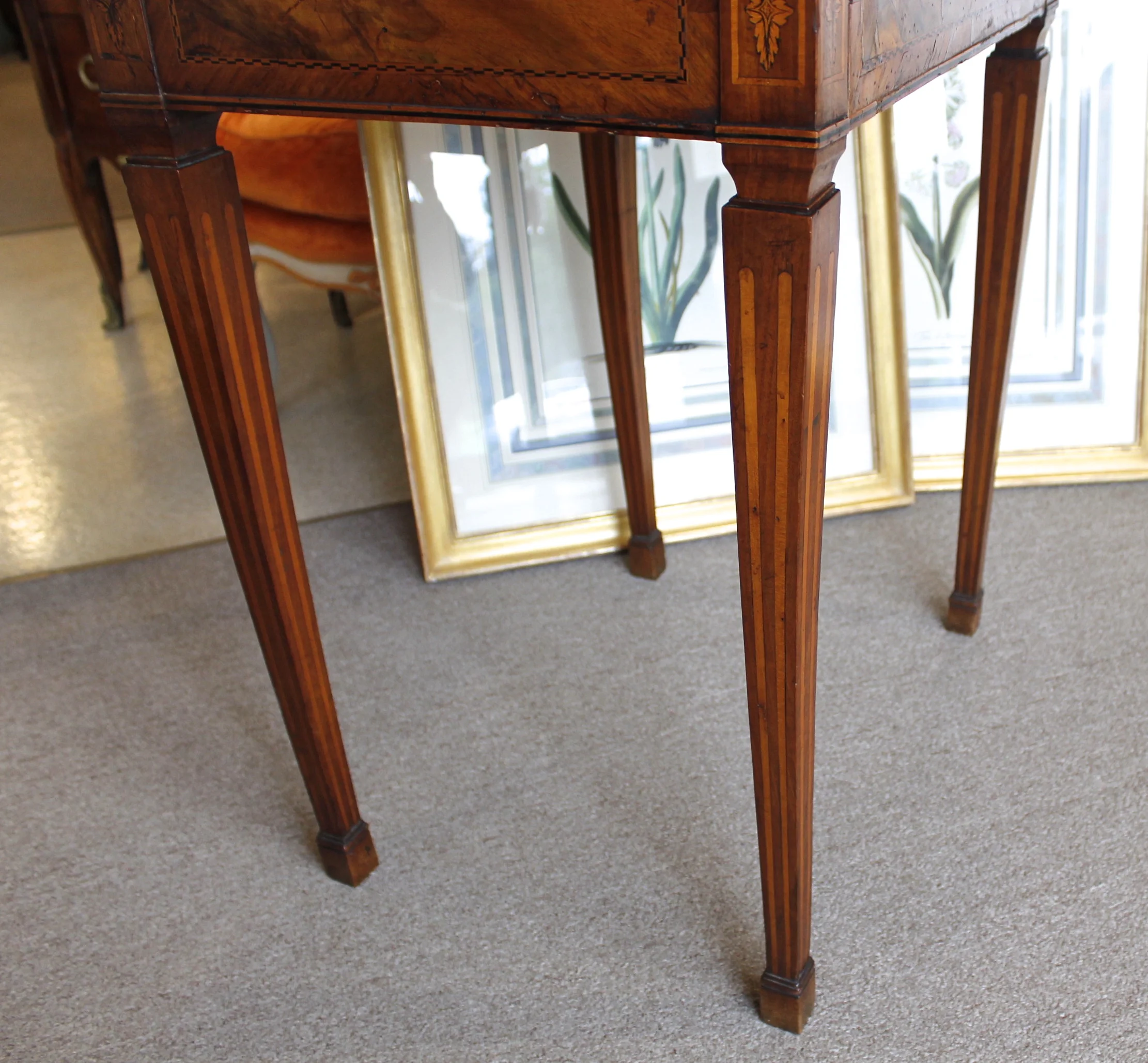 Italian Neoclassical Inlaid Marble Top Side Table