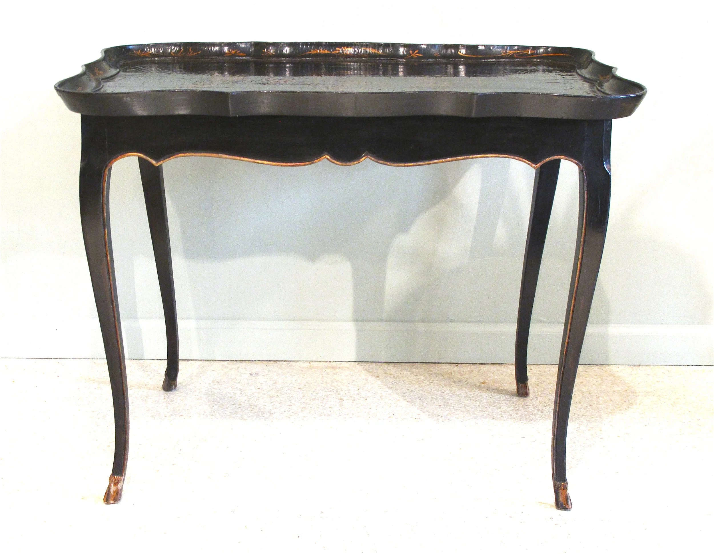 Louis XV Style Table with Chinese Lacquered Tray Top
