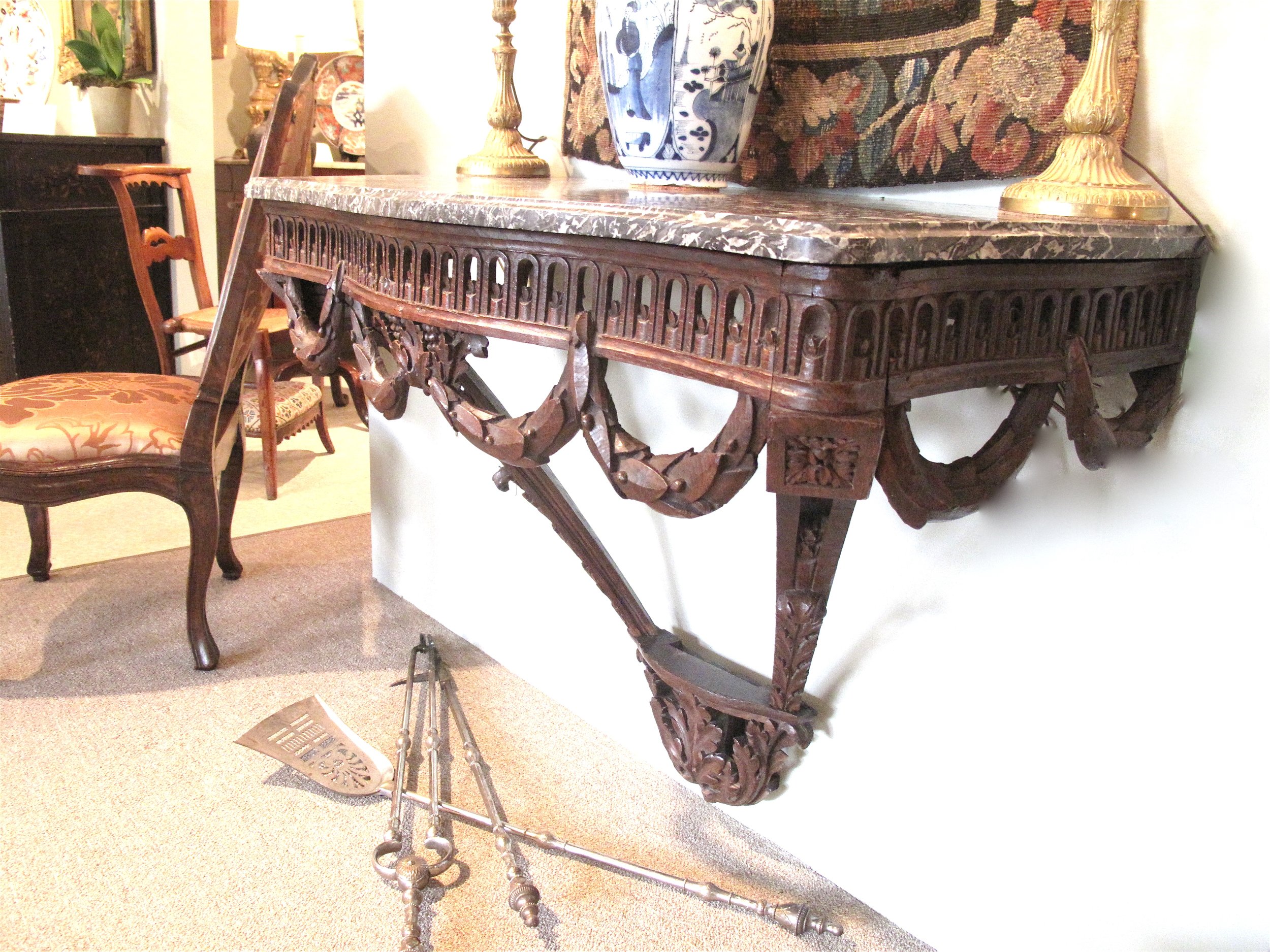 Louis XVI Period Marble Topped Neoclassical Console Table