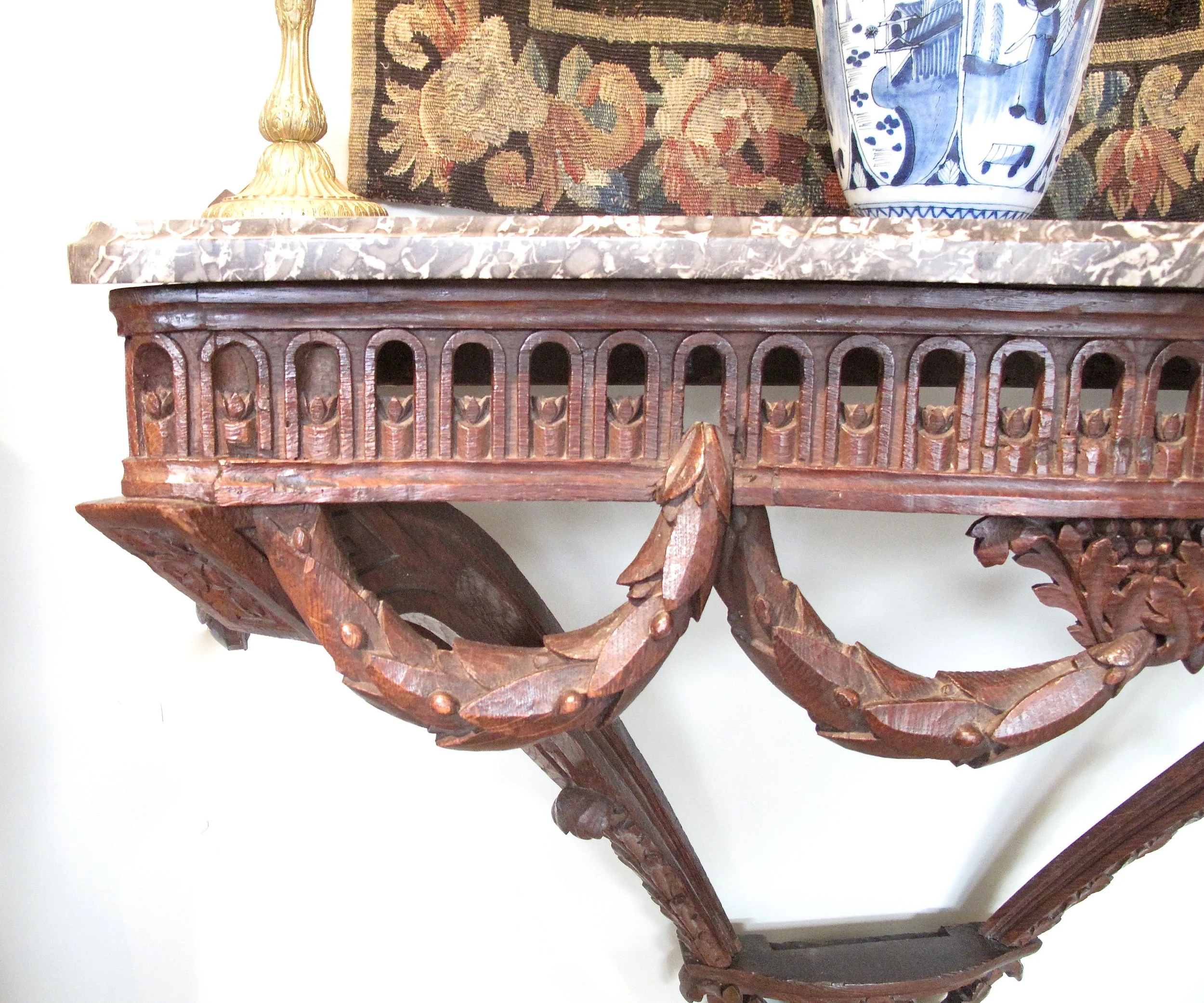 Louis XVI Period Marble Topped Neoclassical Console Table