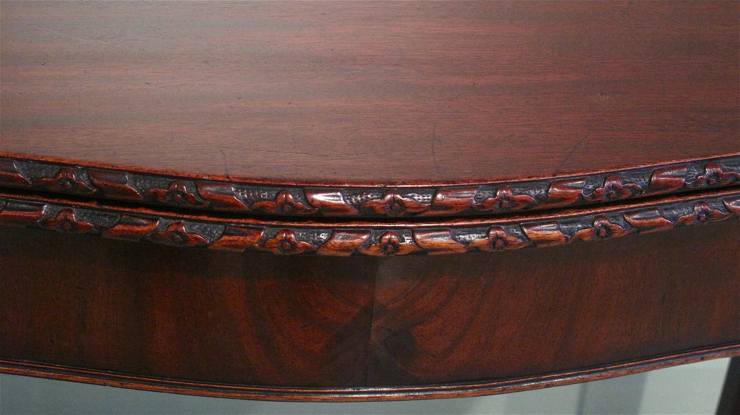 George III Mahogany Serpentine Front Game Table, 18th Century