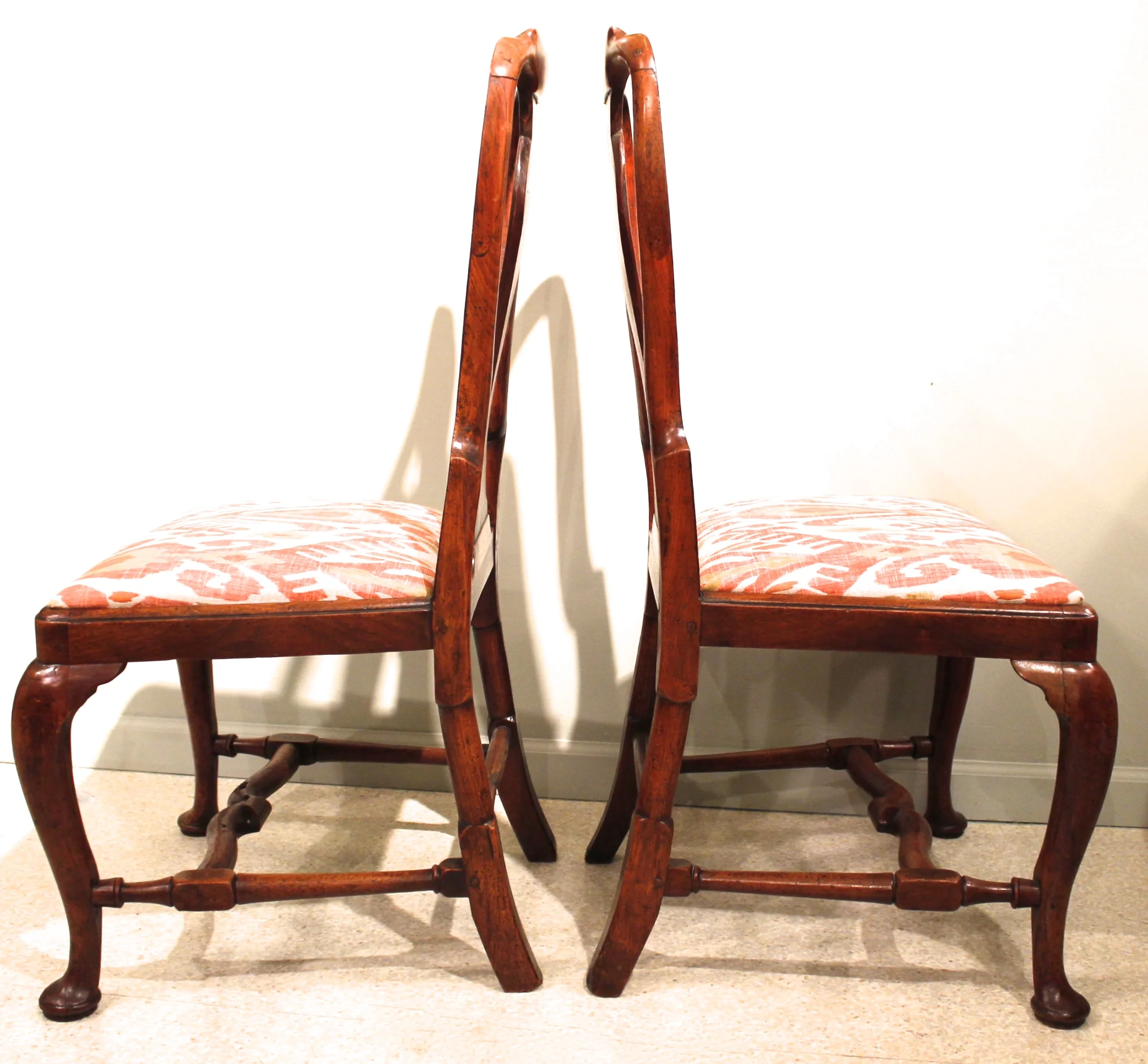 Pair of George I/ George II Figured Walnut Sidechairs