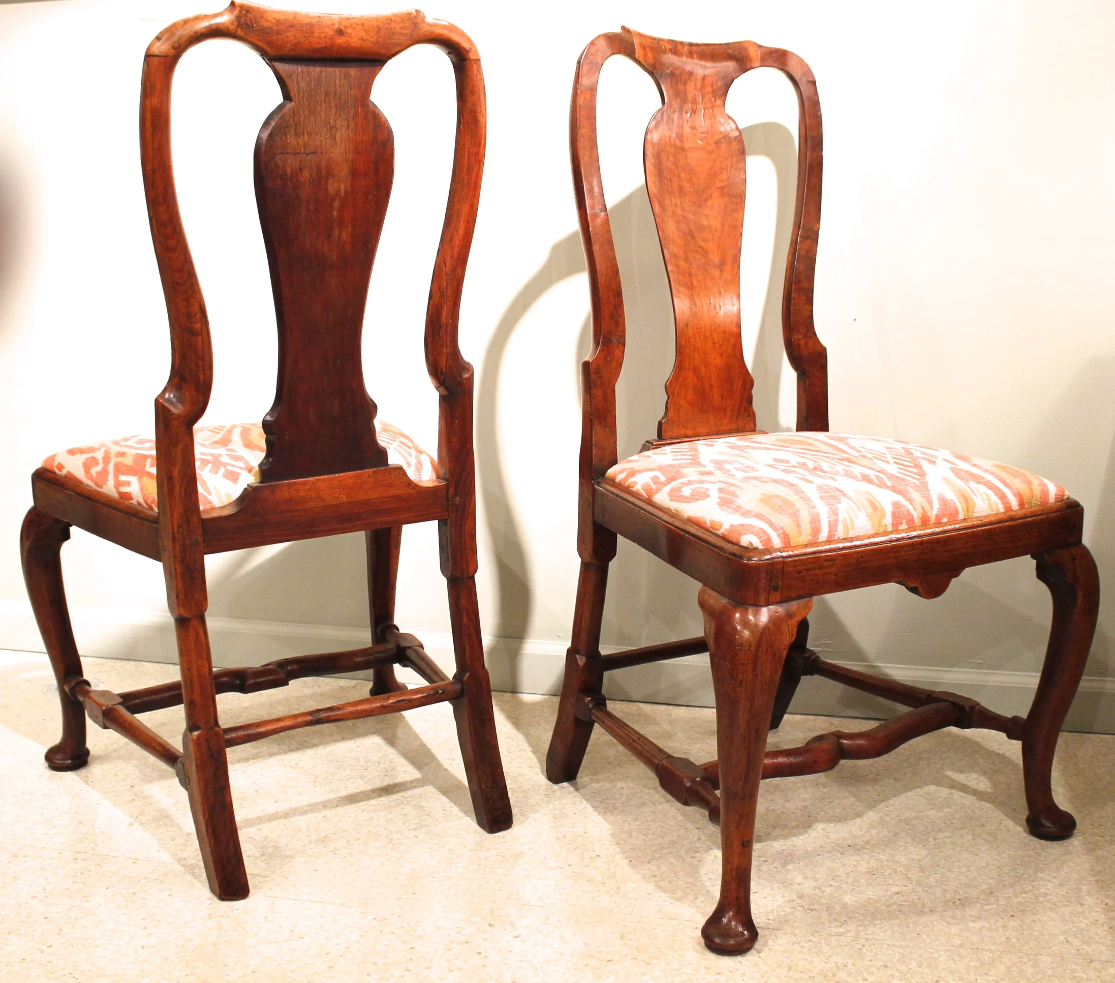 Pair of George I/ George II Figured Walnut Sidechairs