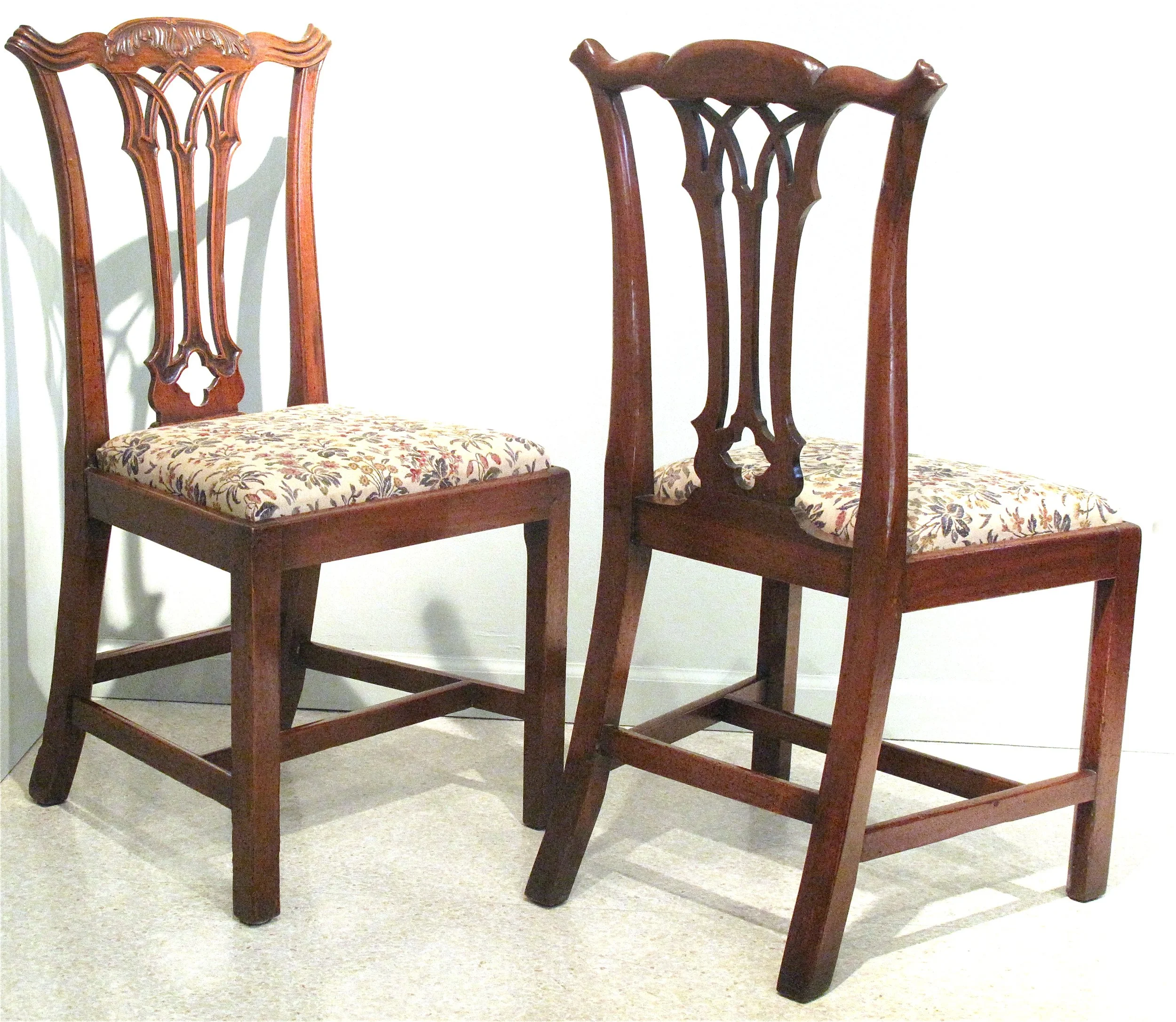 Pair of George III Sidechairs with Carved and Pierced Back Splats