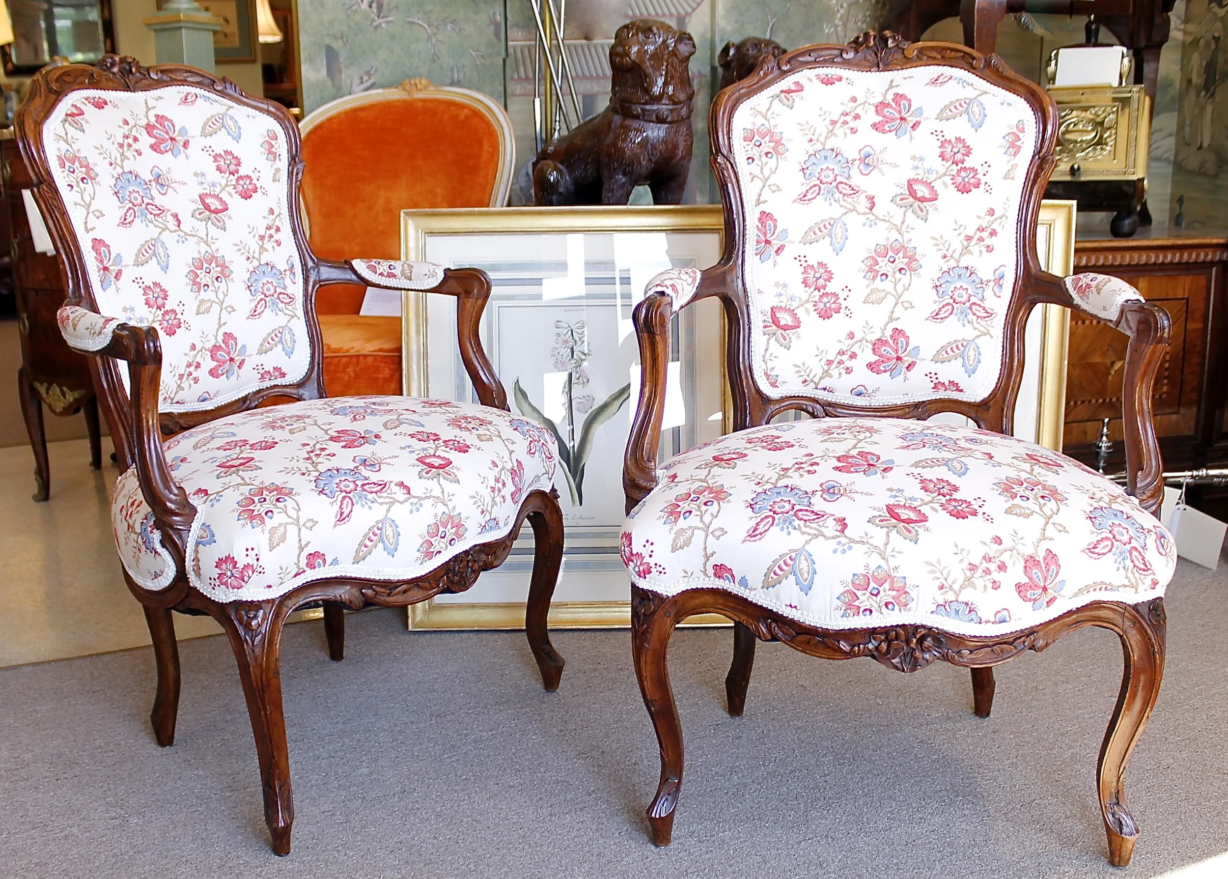 Pair of Period Provincial French Louis XV Fauteuils, 18th Century