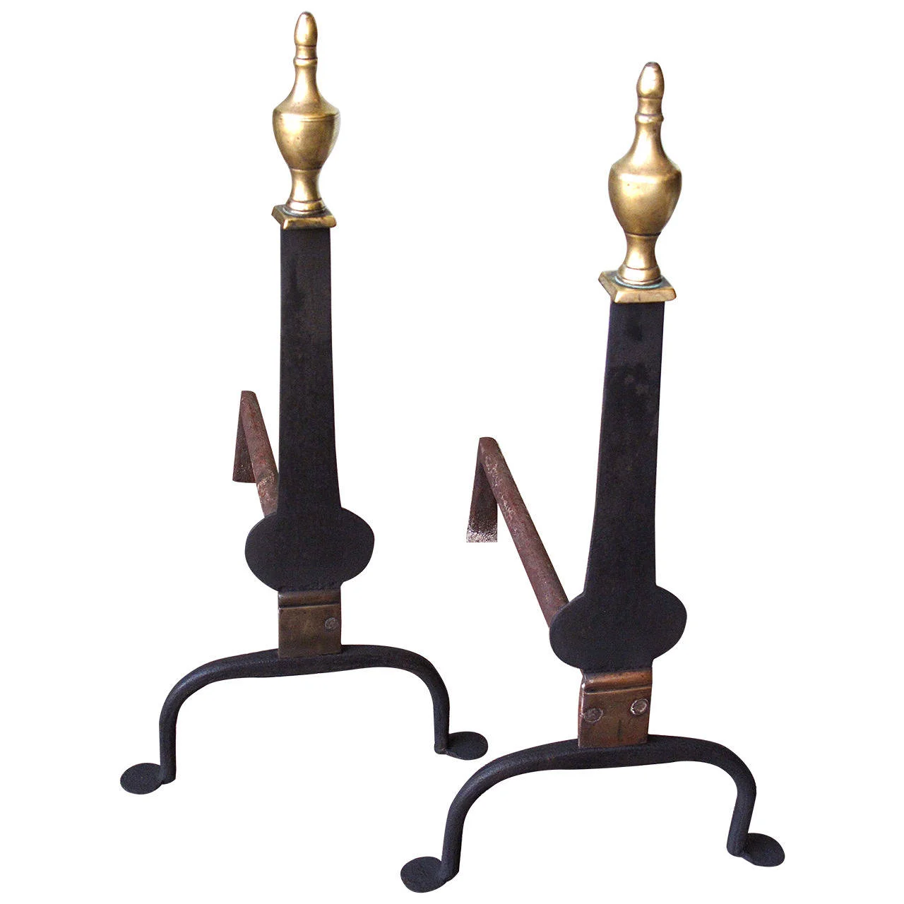 American Federal Knife Blade Andirons, 18th Century