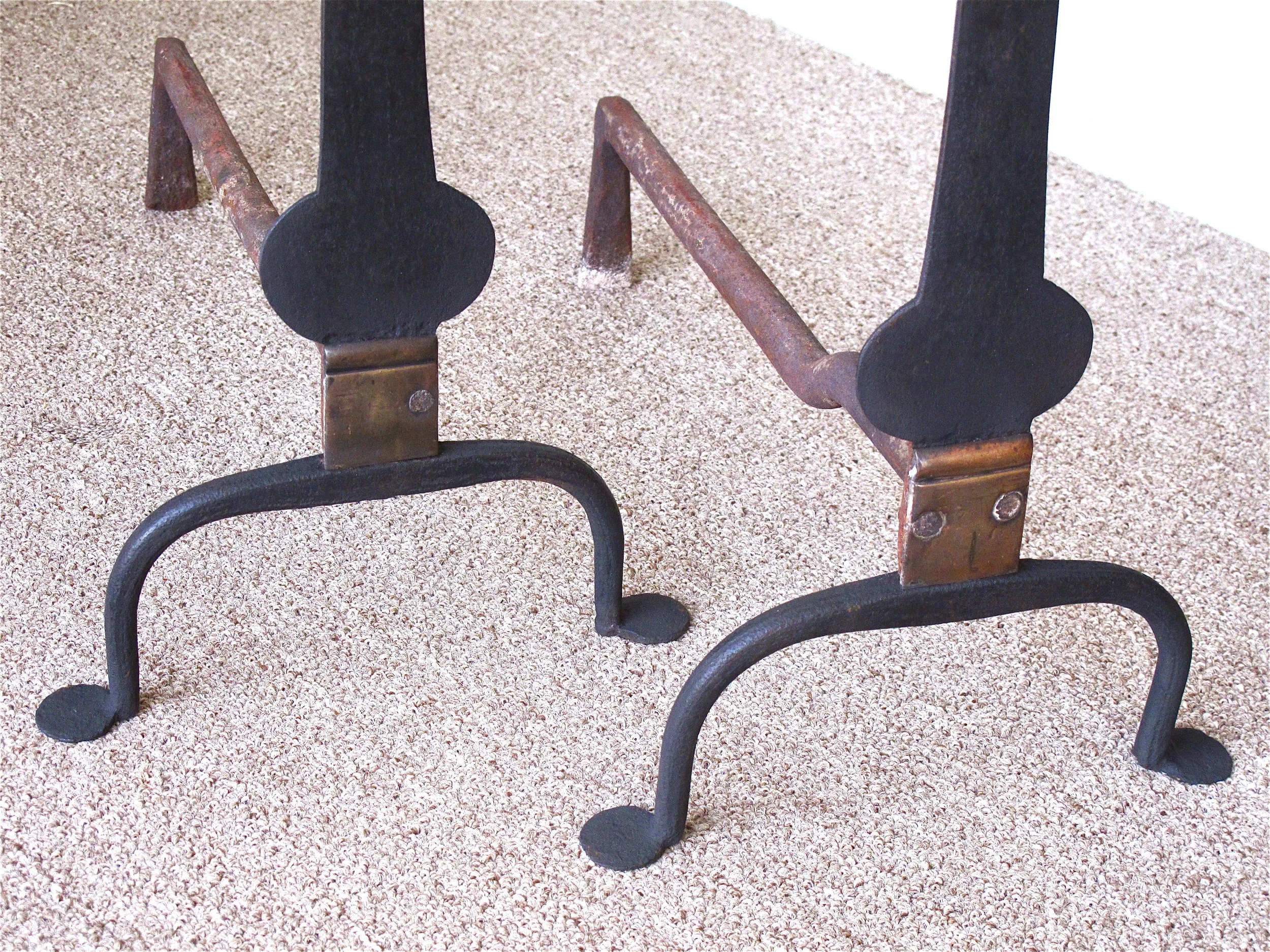 American Federal Knife Blade Andirons, 18th Century