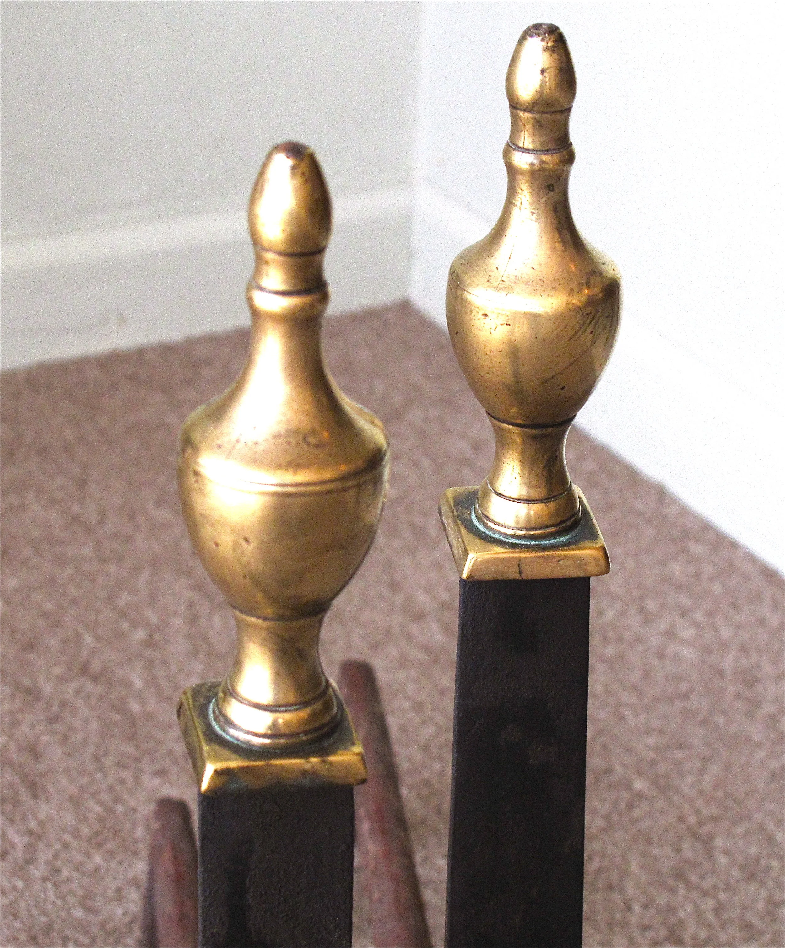 American Federal Knife Blade Andirons, 18th Century