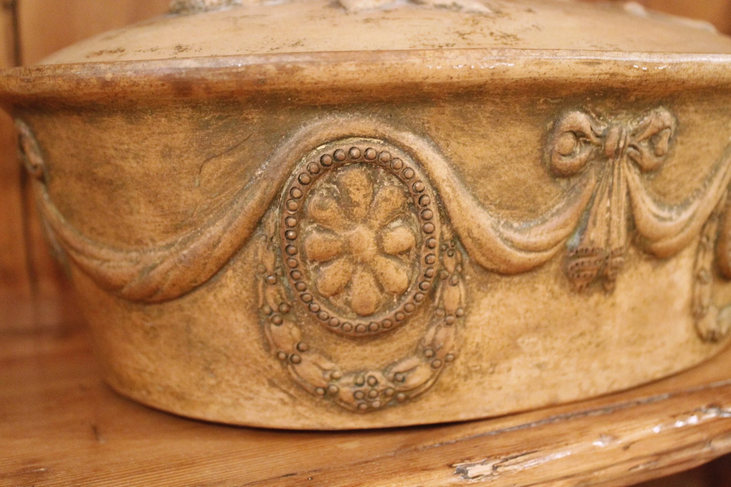 English Caneware Covered Game Pie Dish, Early 19th Century
