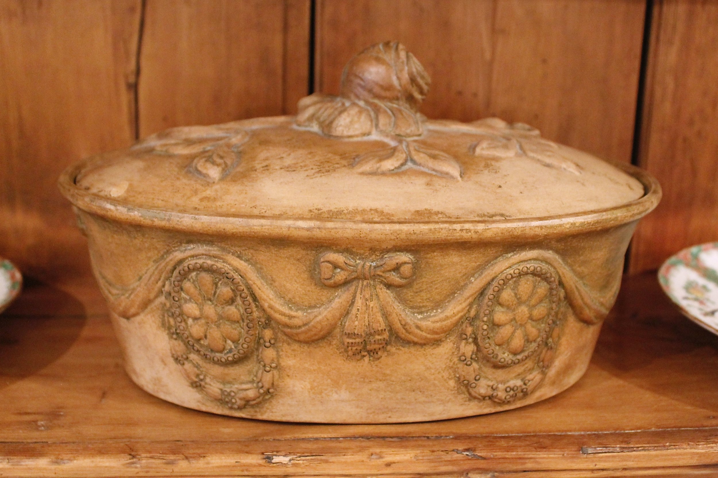 English Caneware Covered Game Pie Dish, Early 19th Century