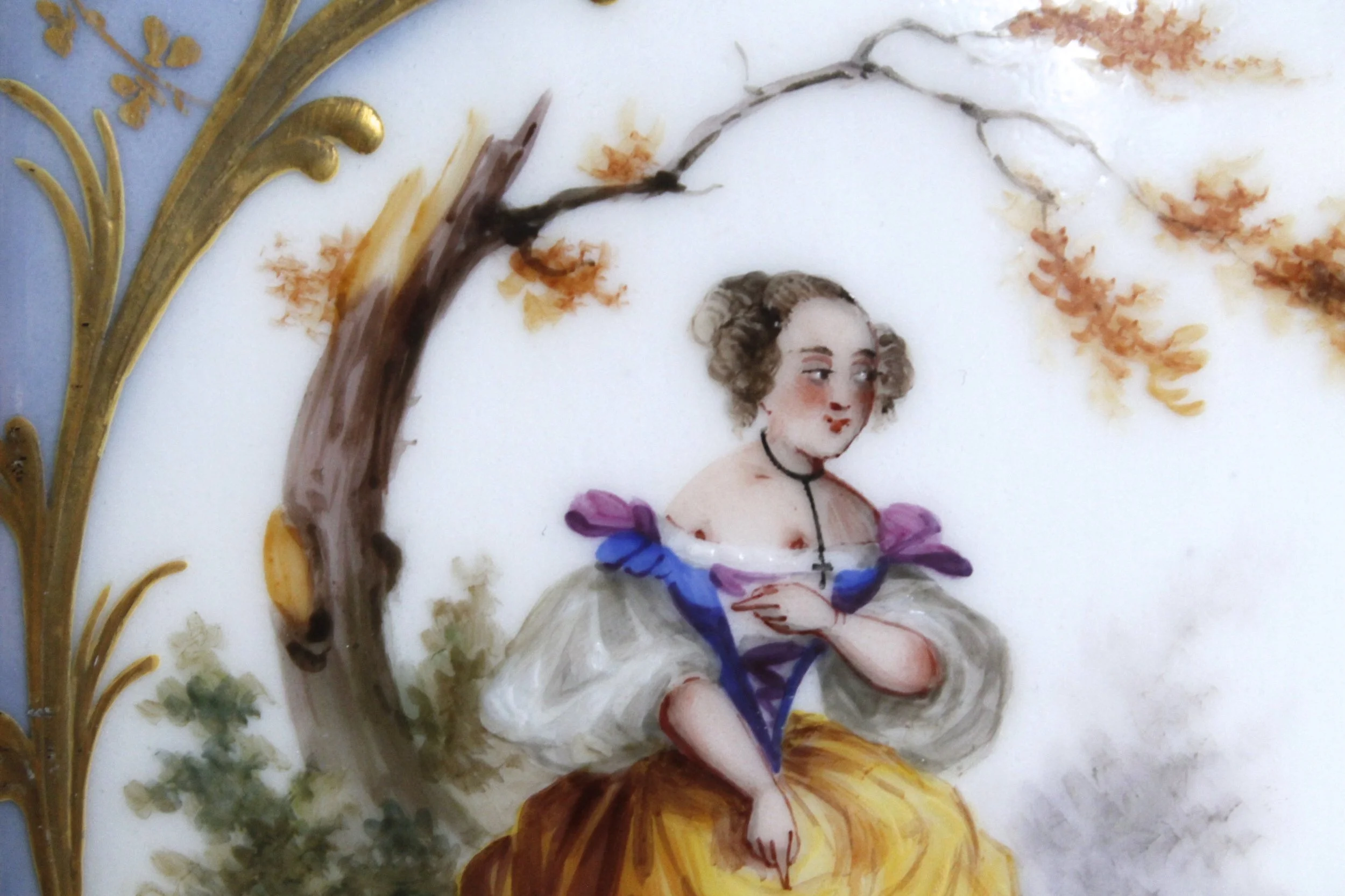 Dresden Teapot with Figural Vignettes and Gilt Decoration