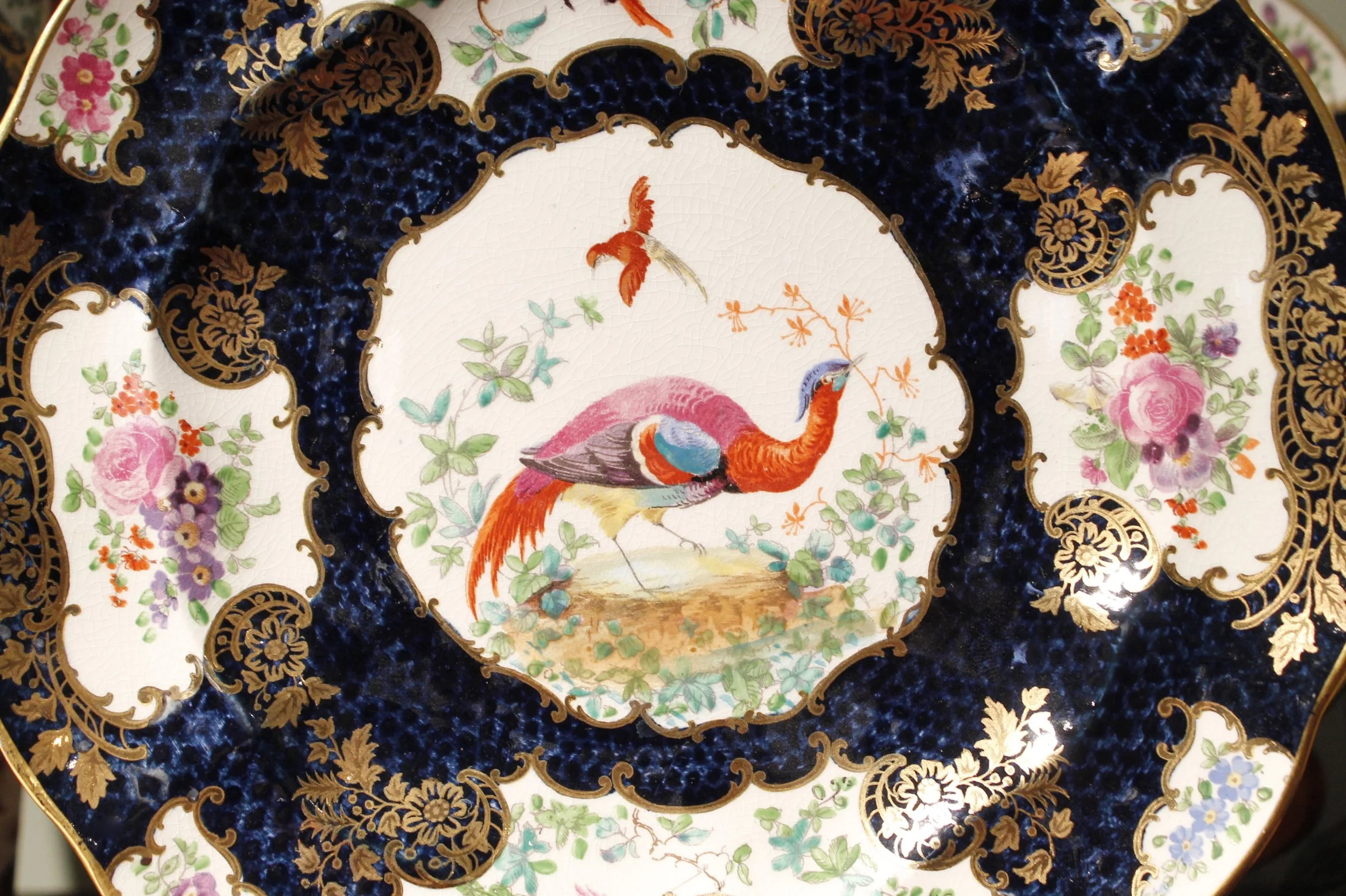 Garniture of English “Chelsea Bird’ Pattern Porcelain