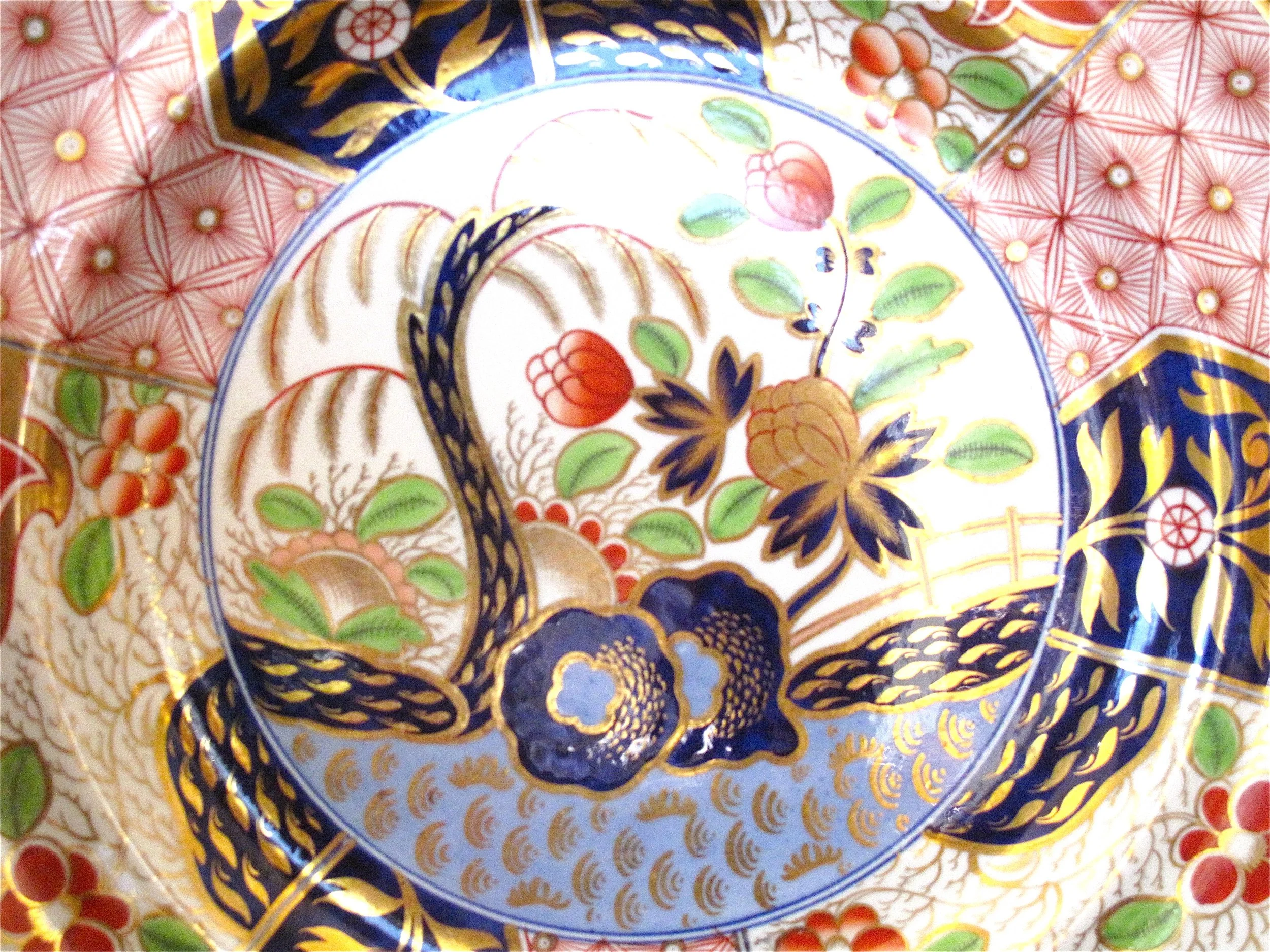 Pair of Large Early English Spode “Rock and Tree” Pattern Porcelain Plates