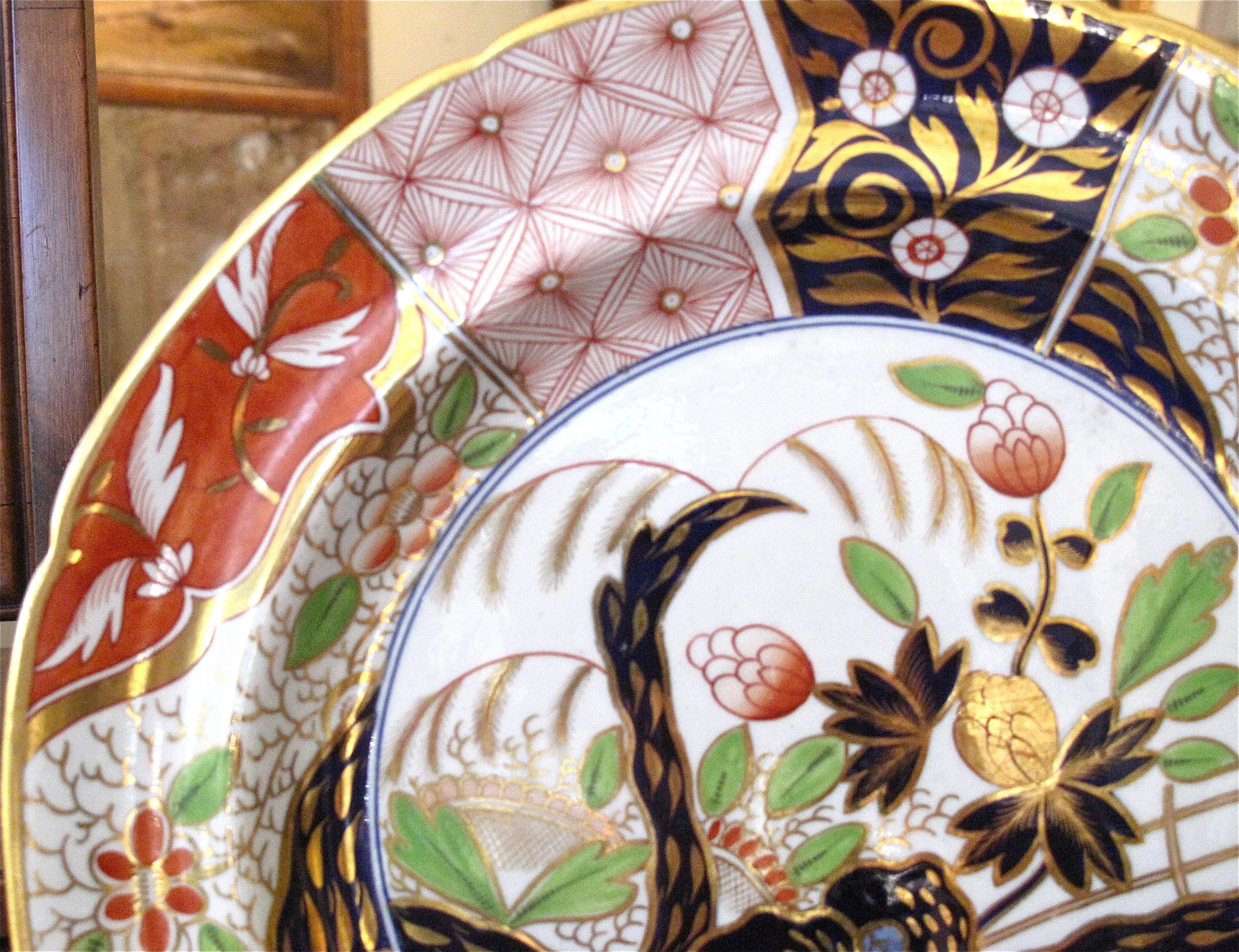 Pair of Large Early English Spode “Rock and Tree” Pattern Porcelain Plates