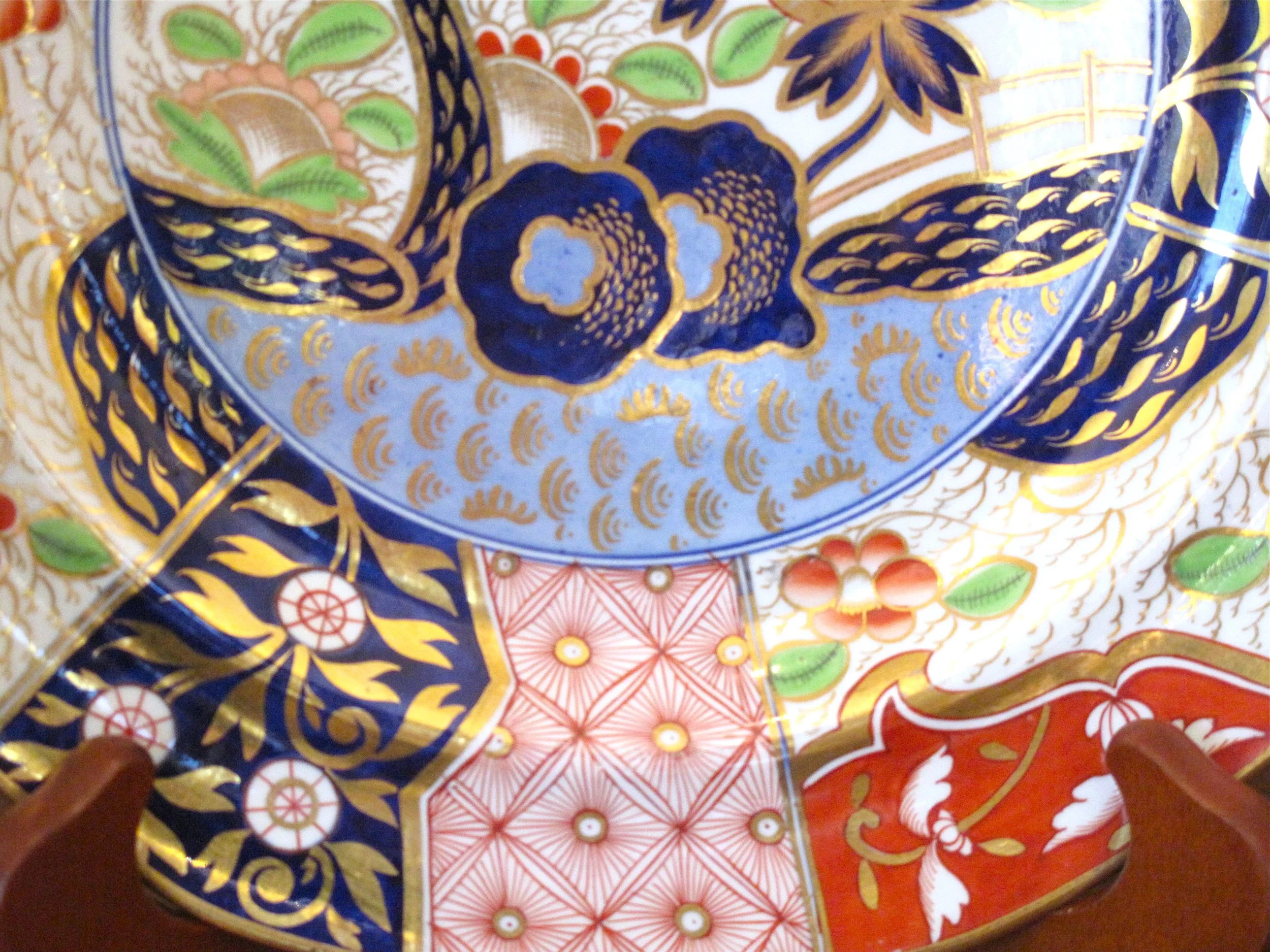 Pair of Large Early English Spode “Rock and Tree” Pattern Porcelain Plates