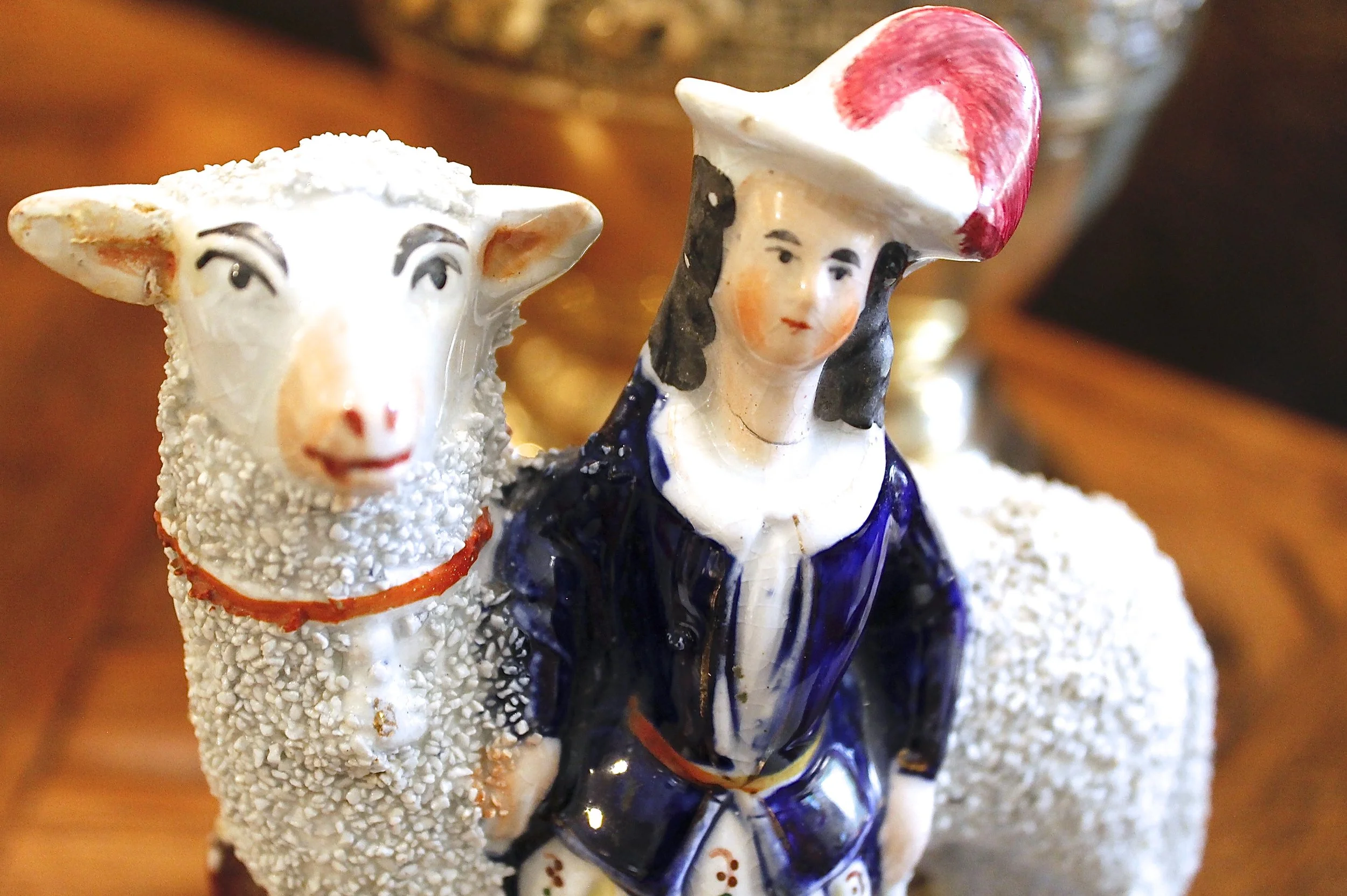 Staffordshire Scottish Girl with a Large Sheep, 19th Century