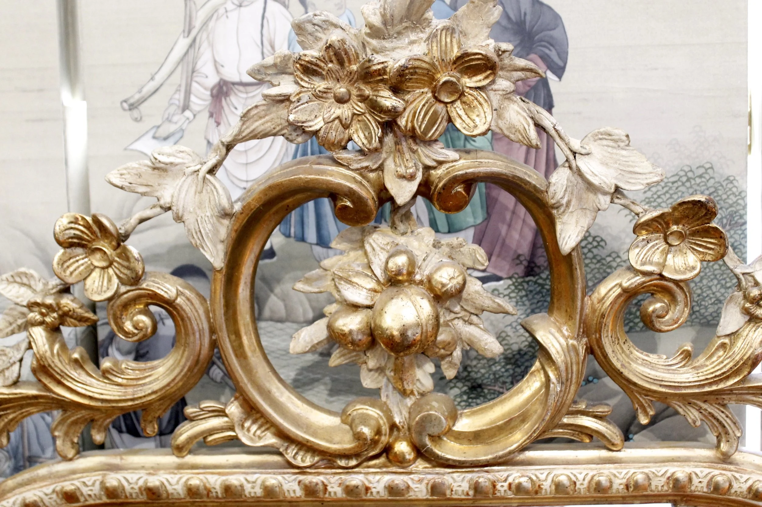 French Napoleon III Crested Borderglass Gilt Mirror