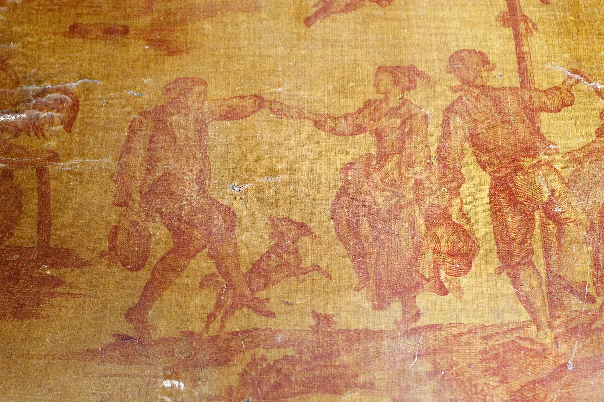 French Fruitwood Louis XVI Occasional Table with Toile Top