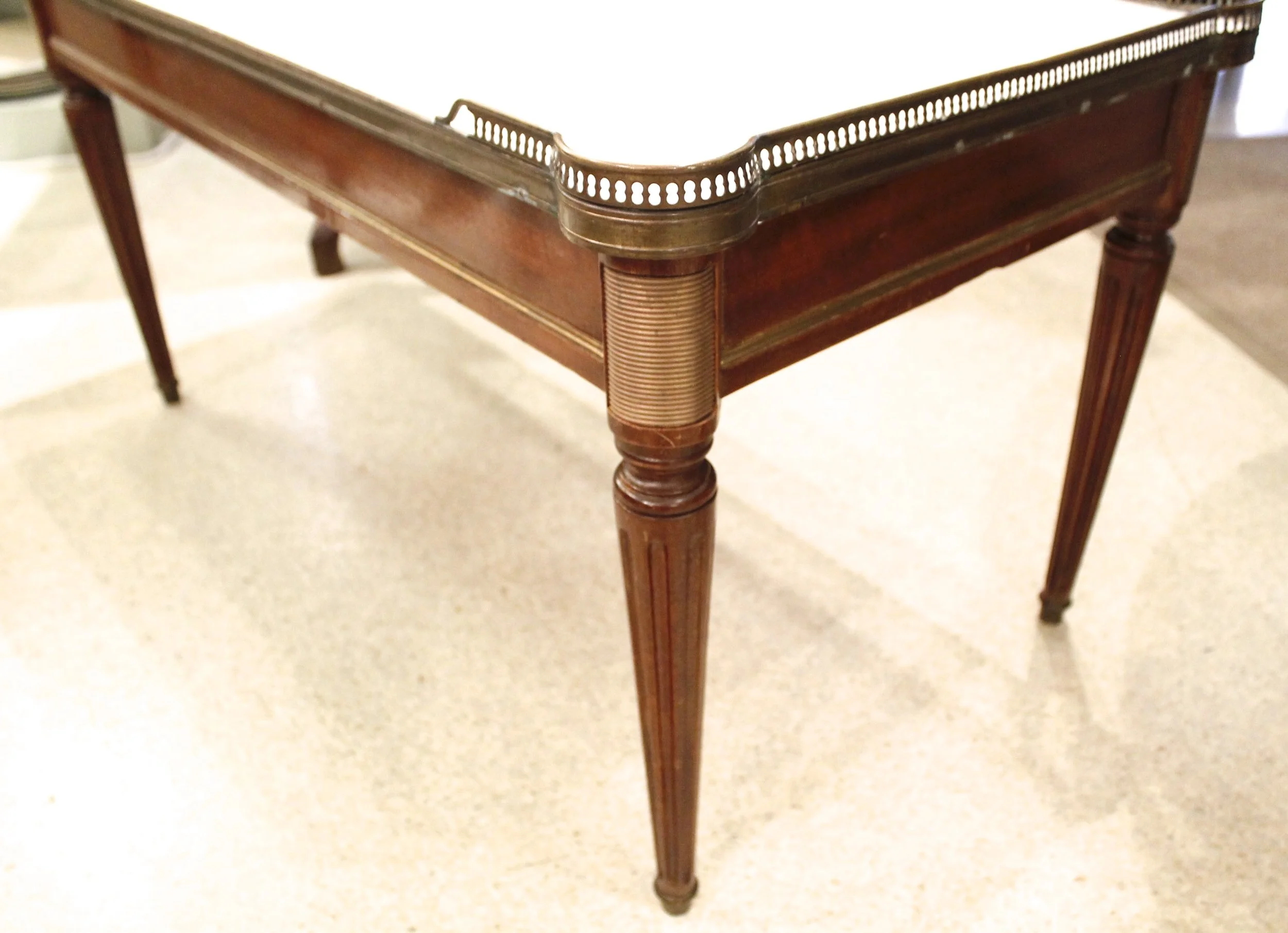 French Louis XVI Style Marble Topped Coffee Table, Early 20th Century