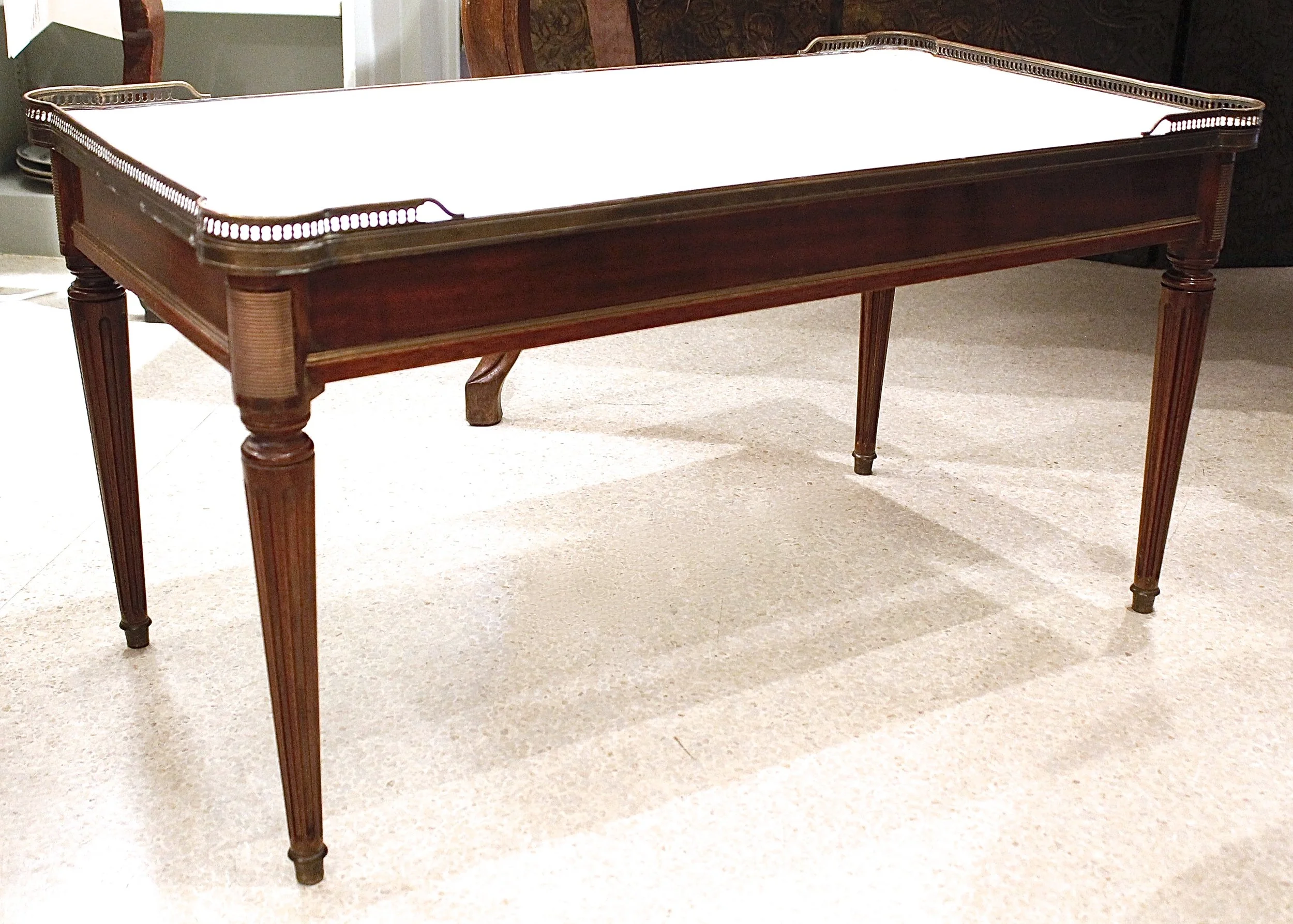 French Louis XVI Style Marble Topped Coffee Table, Early 20th Century