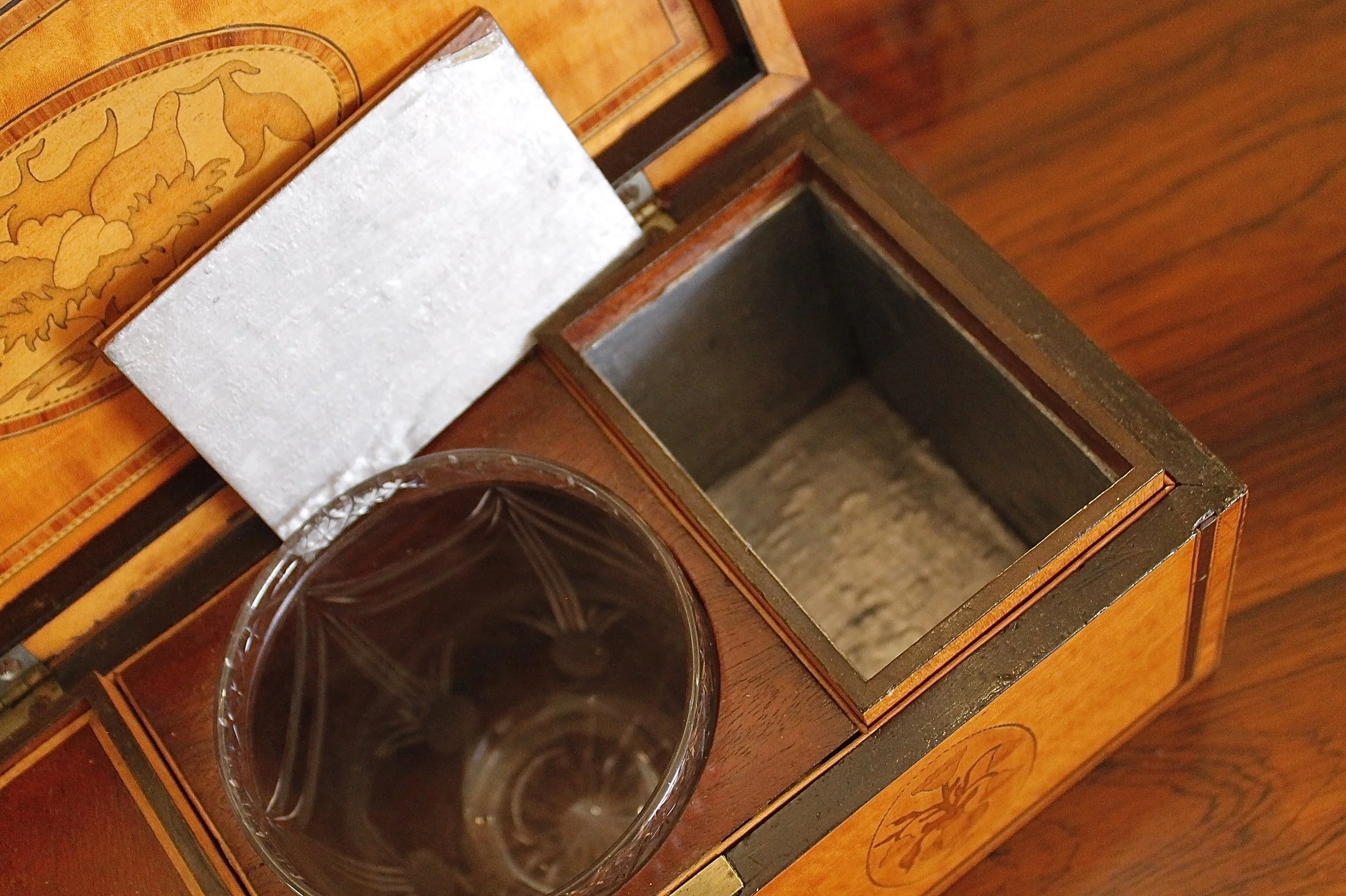 George III Satinwood and Marquetry Tea Caddy