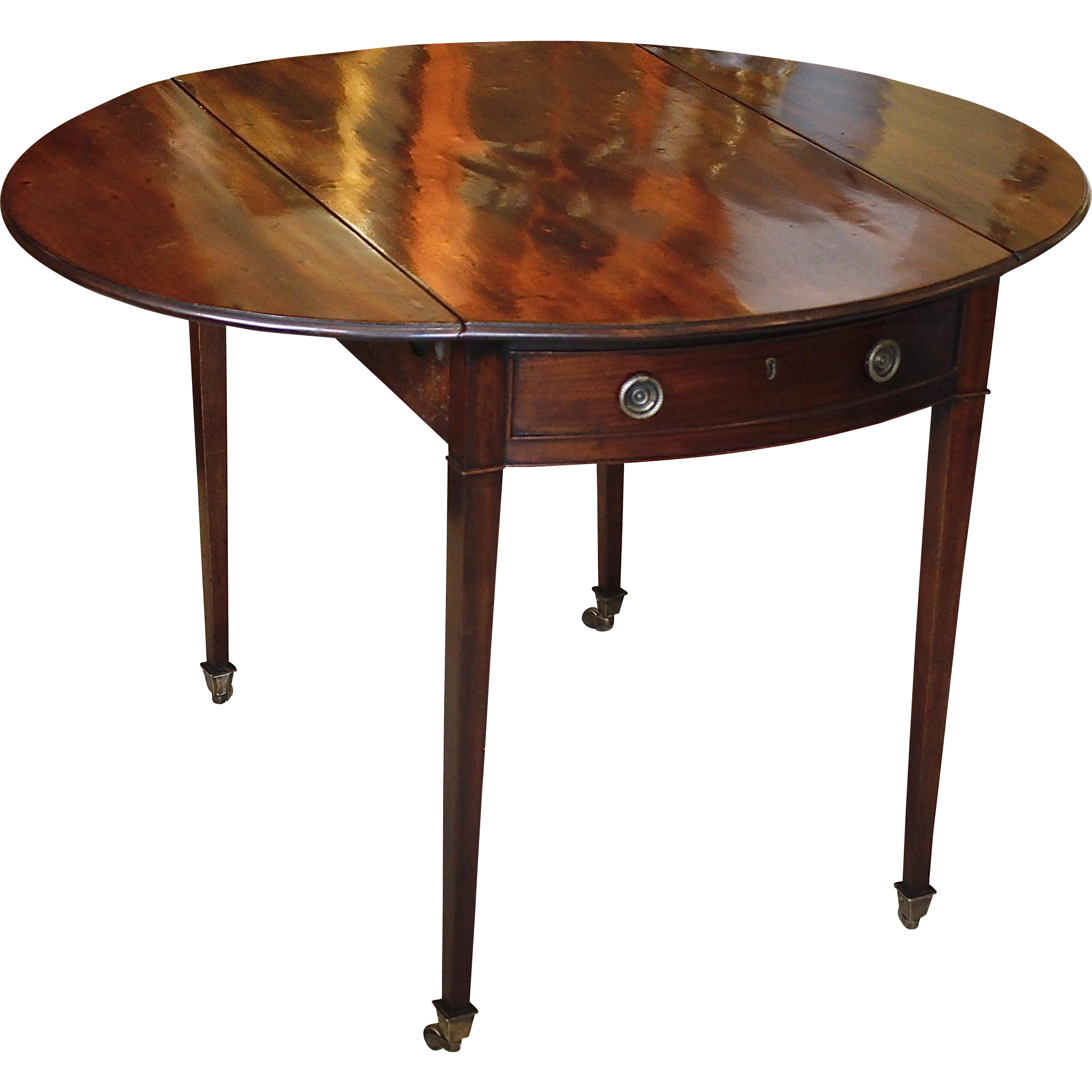 George III Period Plum Pudding Mahogany Oval Pembroke Table, 18th Century
