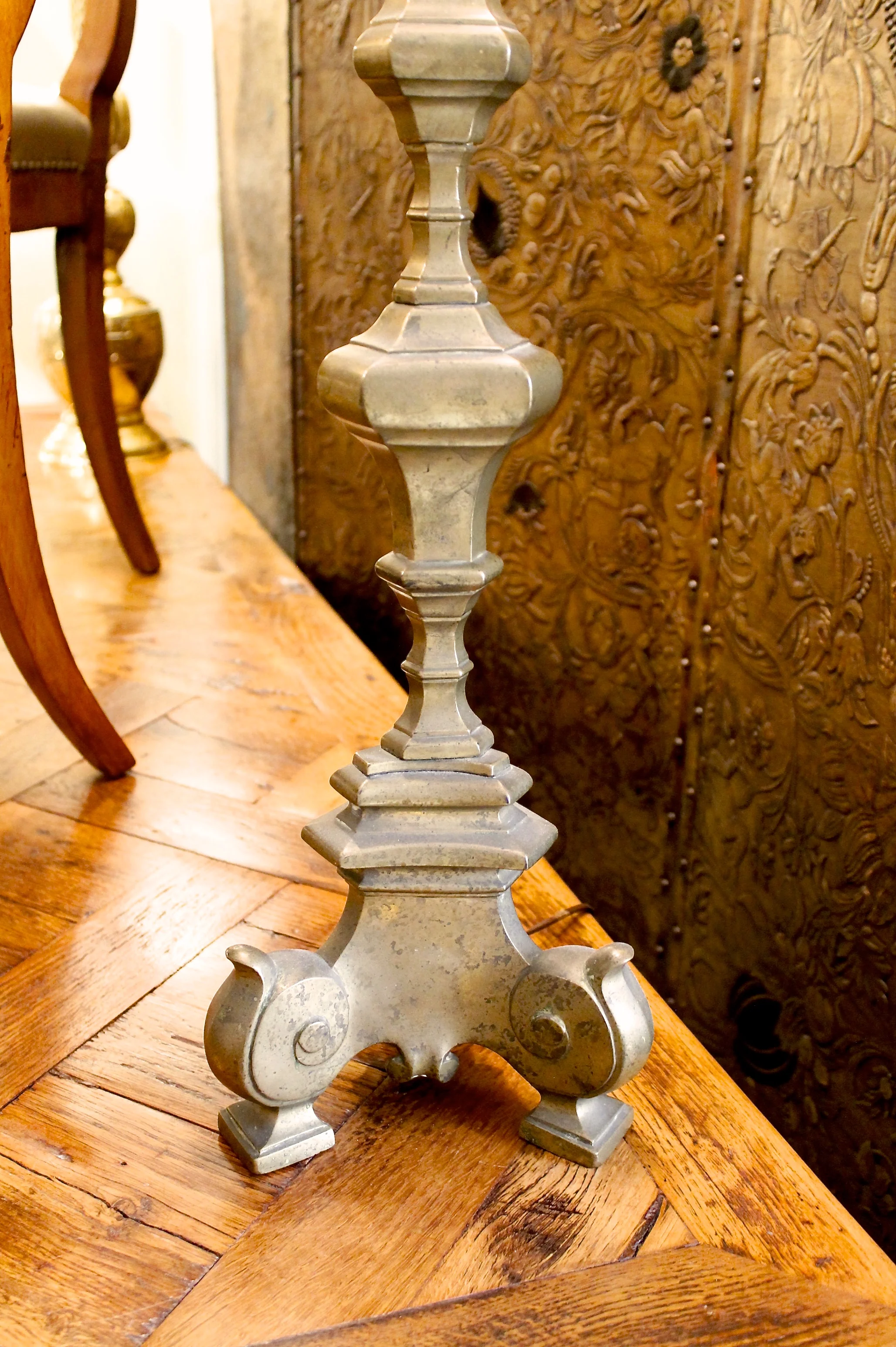Continental Large Bronze Pricket Lamp