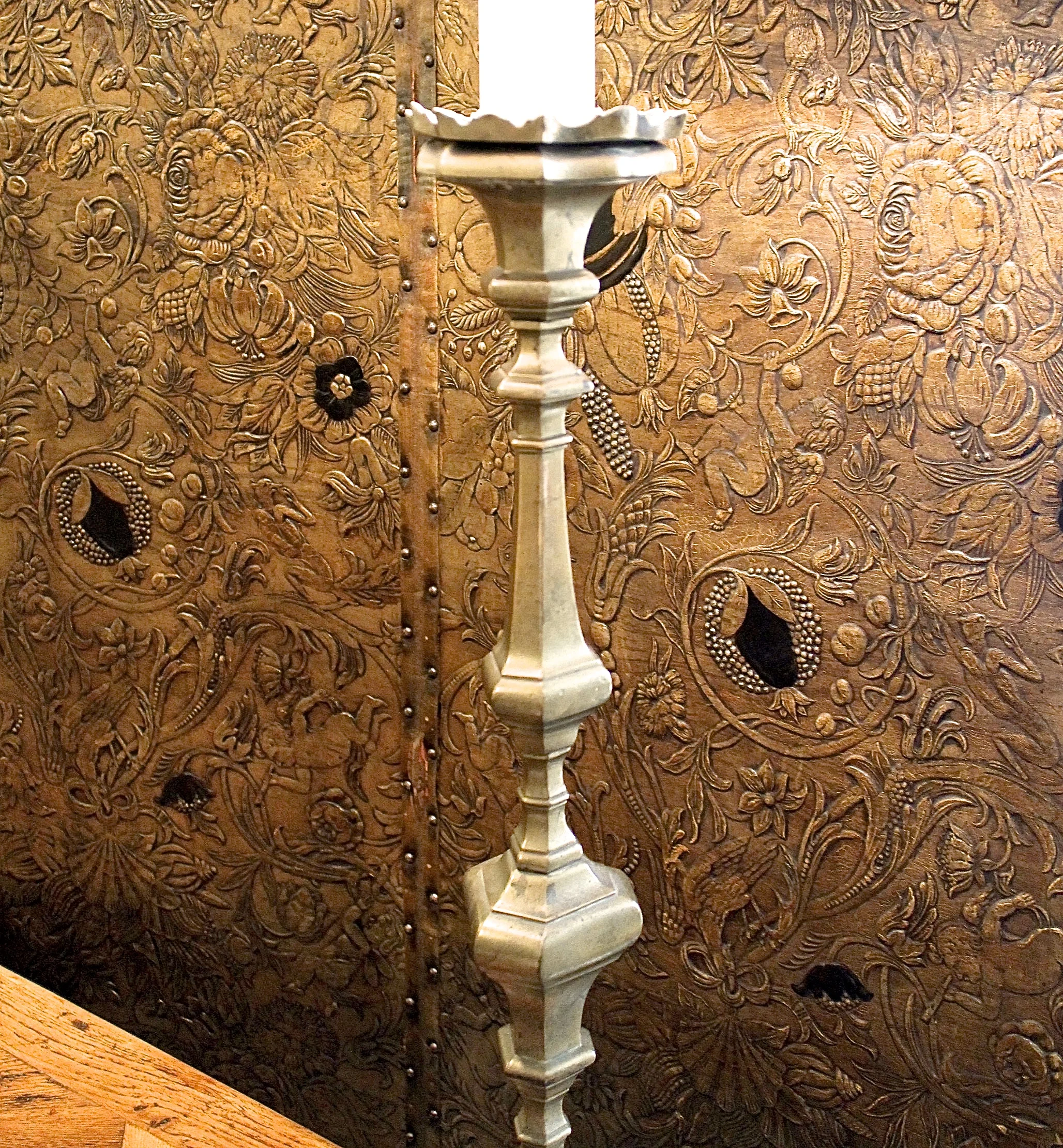 Continental Large Bronze Pricket Lamp